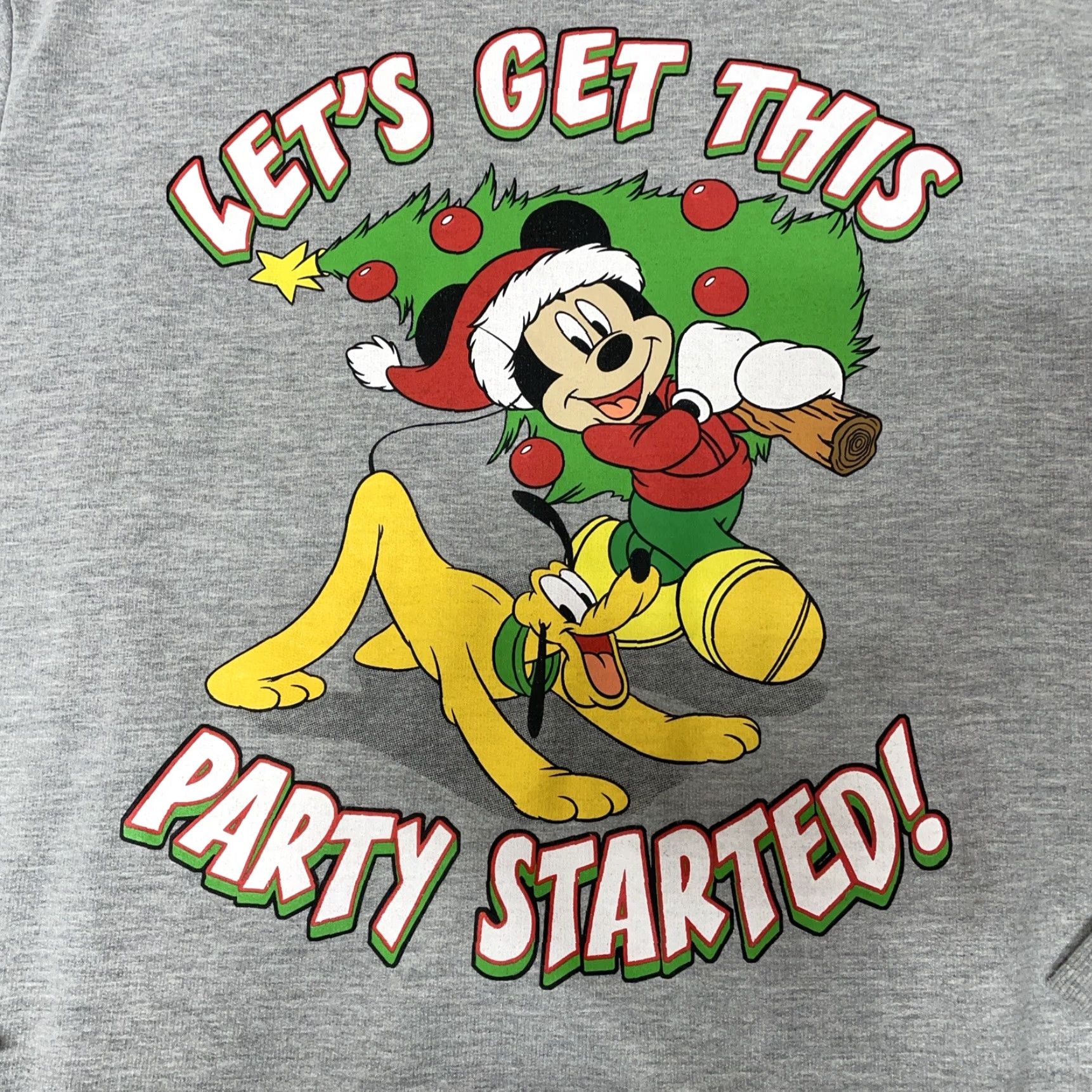 Disney VINTAGE Disney Mickey Mouse Christmas Sweatshirt Women XL Gray Pullover Long Sleeve Activewear "Let's Get This Party Started" Size XL / US 12-14 / IT 48-50 - 2 Thumbnail
