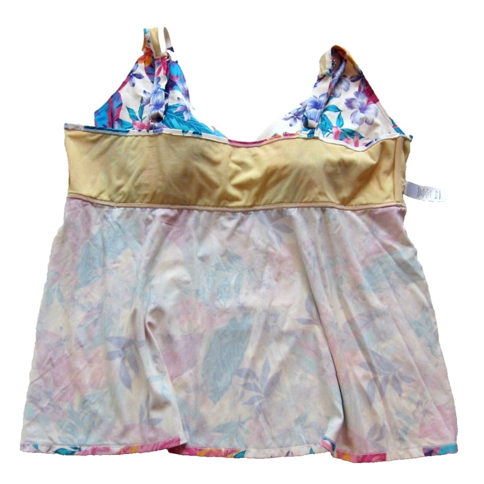 Vintage Swimsuits For All Pink Floral Top Tankini Wide Strap Padded Built In Bra 26 Plus Womens Size 4XL / US 24-26 - 5 Thumbnail