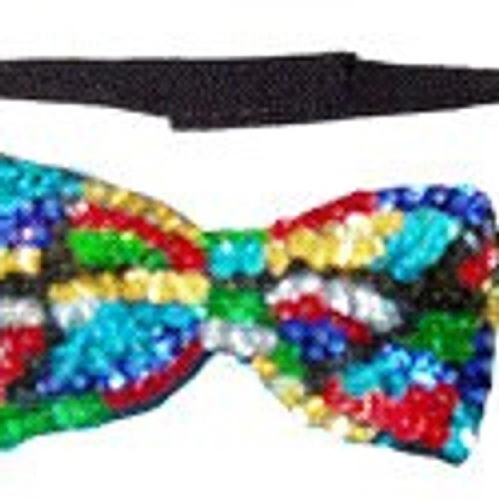 Designer Sequin Bow Tie RAINBOW ZIG-ZAG Adult Unisex Size ONE SIZE - 1 Preview