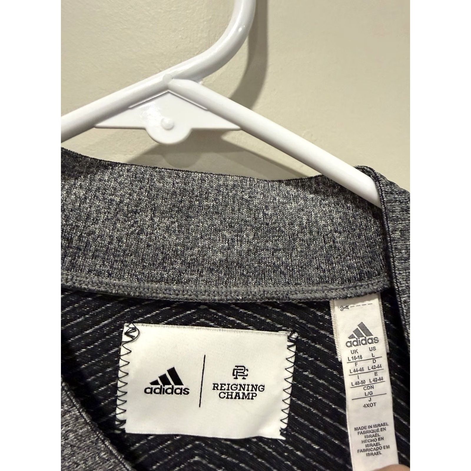 Adidas Adidas Womens Large Bomber Jacket Reigning Champ Primeknit Chevron Stripe Zip Gray Size L / US 10 / IT 46 - 3 Thumbnail