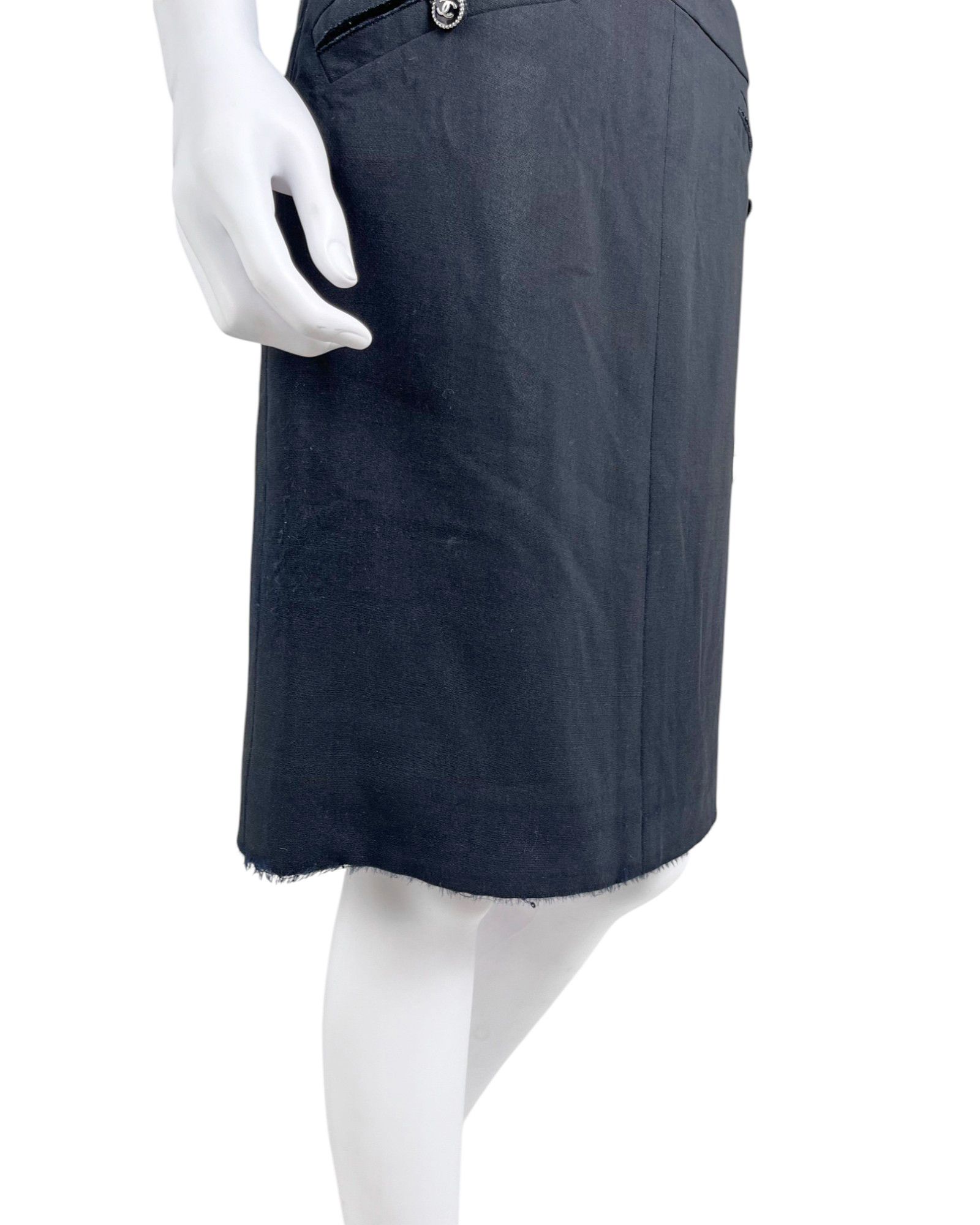 Chanel by Karl Lagerfield S/S 2003 Black Midi Skirt Size 27" / US 4 / IT 40 - 6 Thumbnail