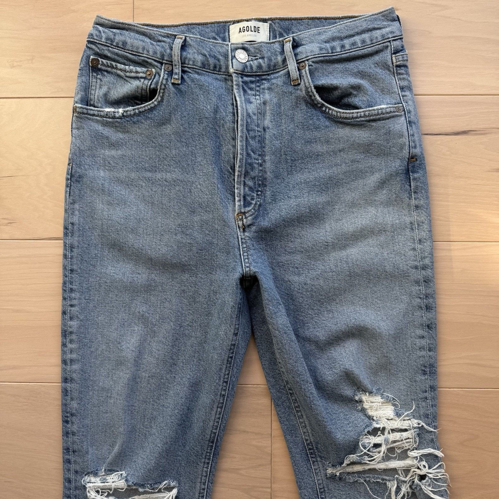 Agolde Agolde Riley Crop Jeans Women's 29 Blue High Rise Glam Size 29" - 3 Thumbnail