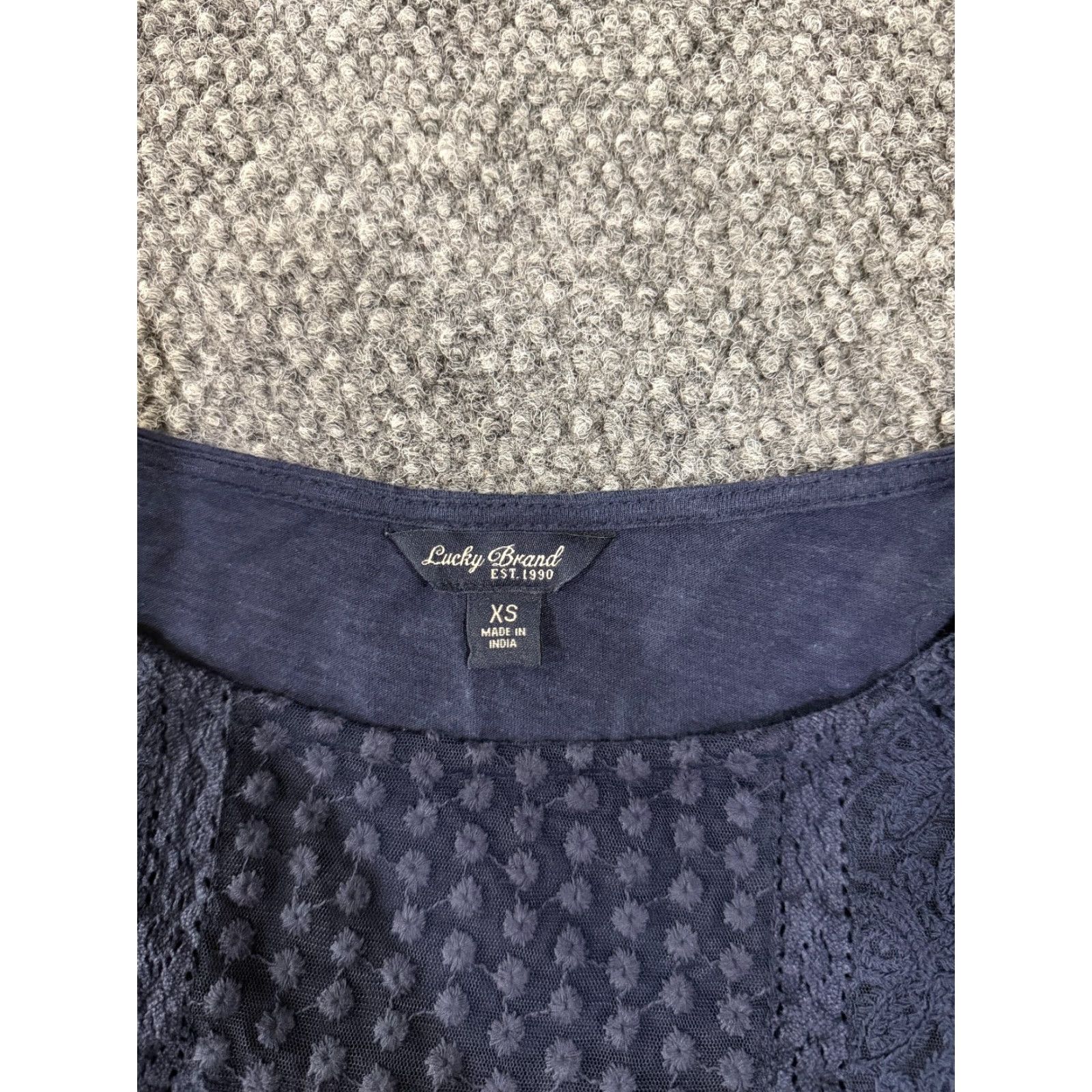 Lucky Brand Lucky Brand Blouse Womens XS Blue Sheer Lace Long Sleeve Lightweight Casua lут Size XS / US 0-2 / IT 36-38 - 4 Thumbnail