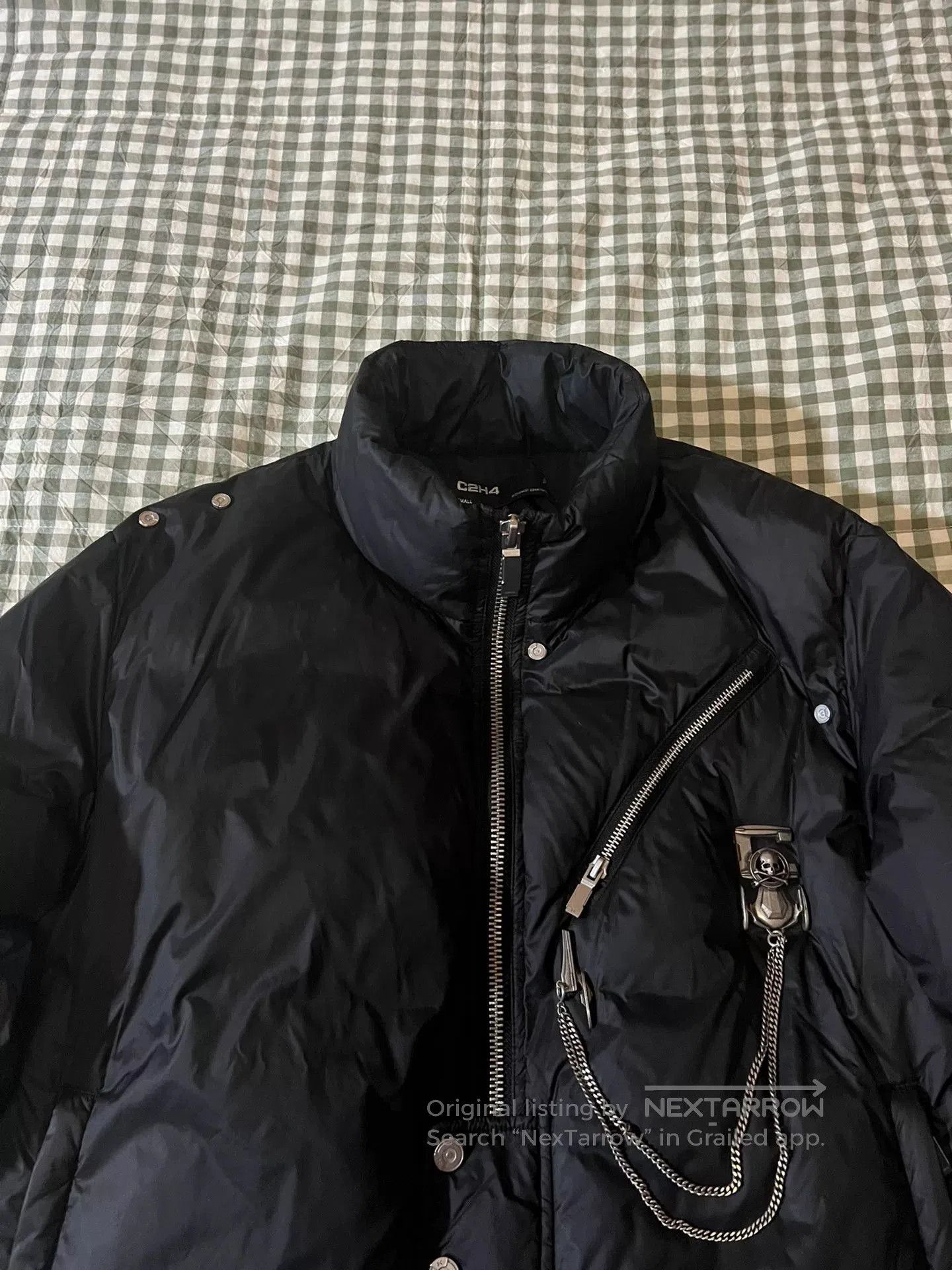 C2H4 oversized black metallic skeleton puffer jacket. Size US S / EU 44-46 / 1 - 2 Thumbnail