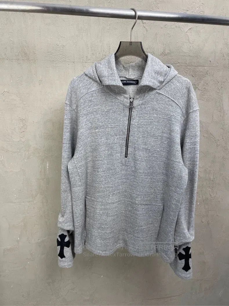 Chrome Hearts Grey Half Zip Hoodie-