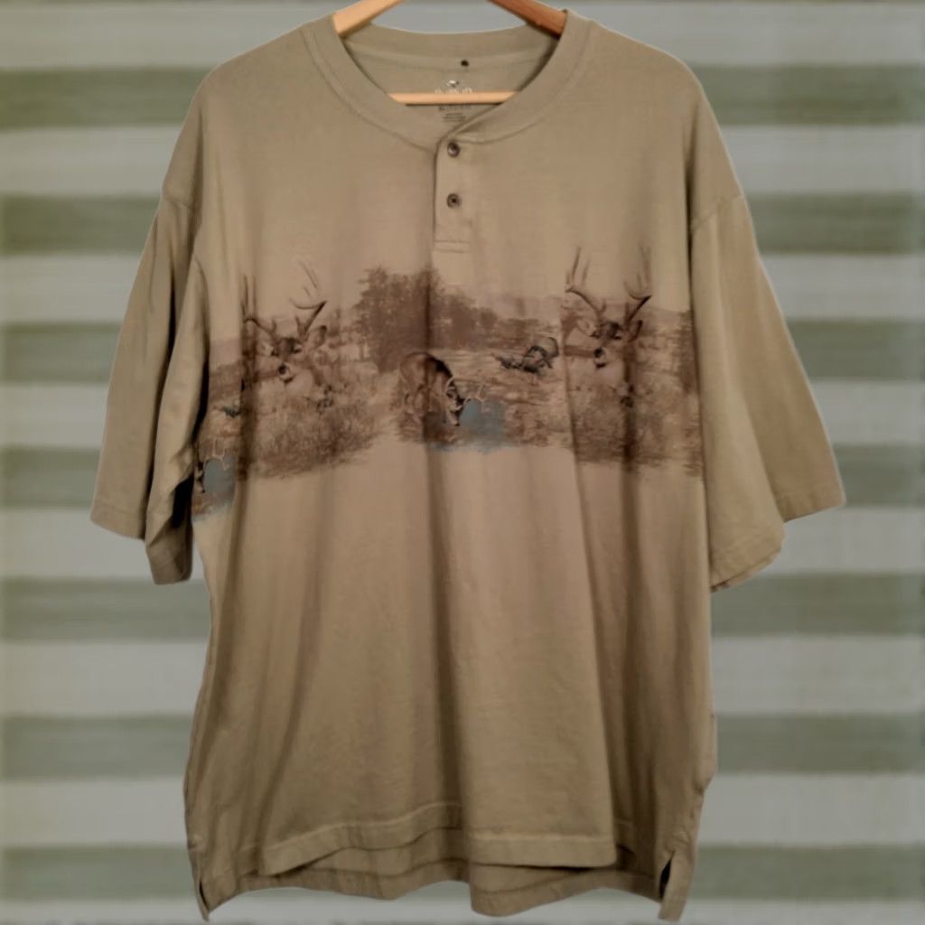 Vintage VINTAGE RedHead Henley Shirt Men XL Beige Animals Outdoors Hunting Buck Deer Turkey Campcore Size US XL / EU 56 / 4 - 1 Thumbnail