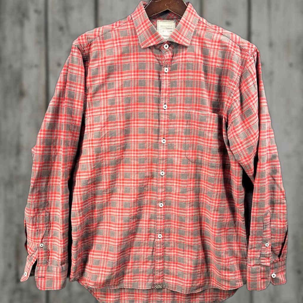 Billy Reid Billy Reid Plaid Button-Up Shirt Mens Medium Red Gray Long Sleeve Cotton Classic Size US M / EU 48-50 / 2 - 1 Thumbnail