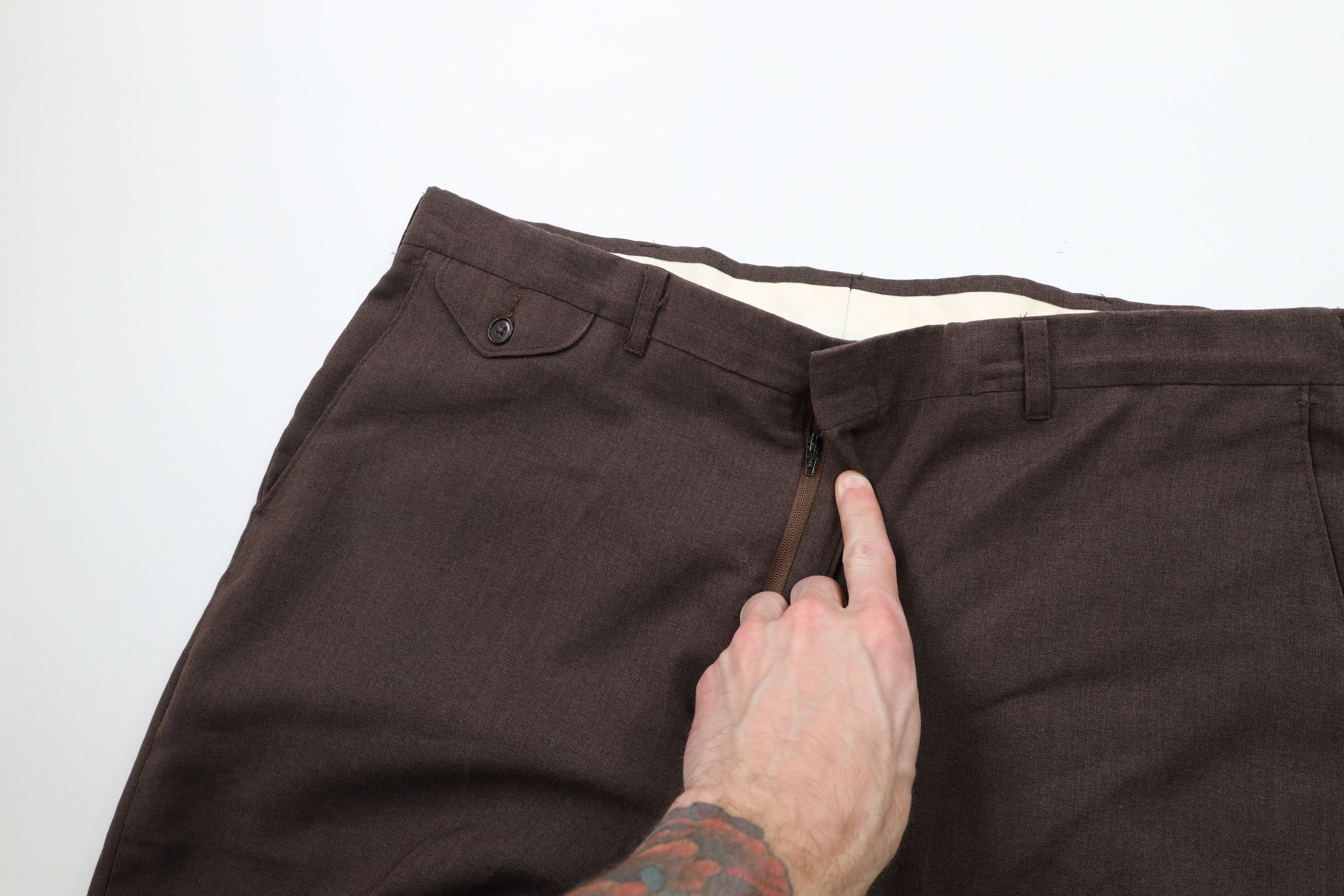 Vintage Vintage 90s Streetwear Wool Blend Knit Wide Leg Pants Brown Size US 38 / EU 54 - 7 Thumbnail