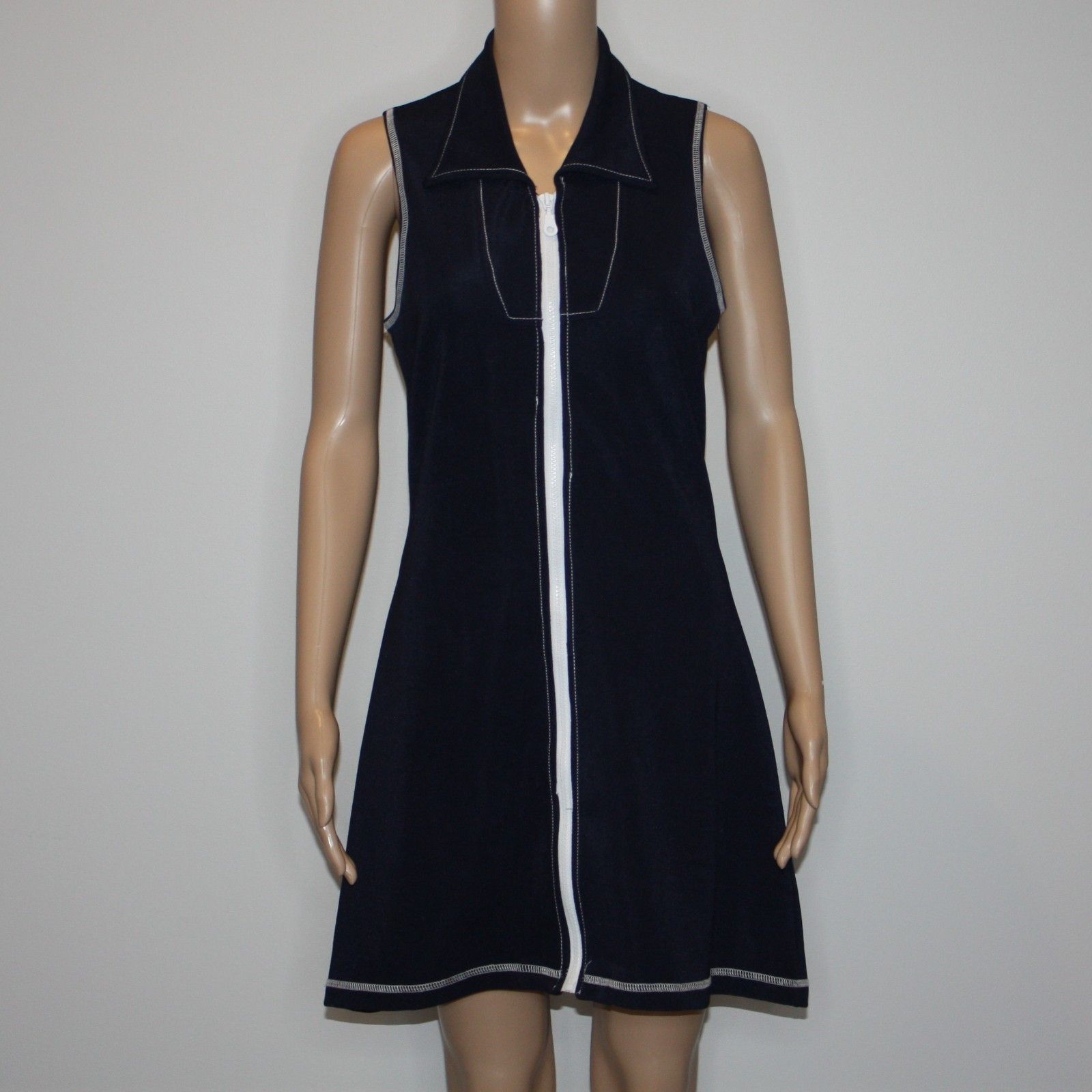 Other Navy Blue with White Contrast Zip Front Dress in size Medium Size M / US 6-8 / IT 42-44 - 2 Thumbnail