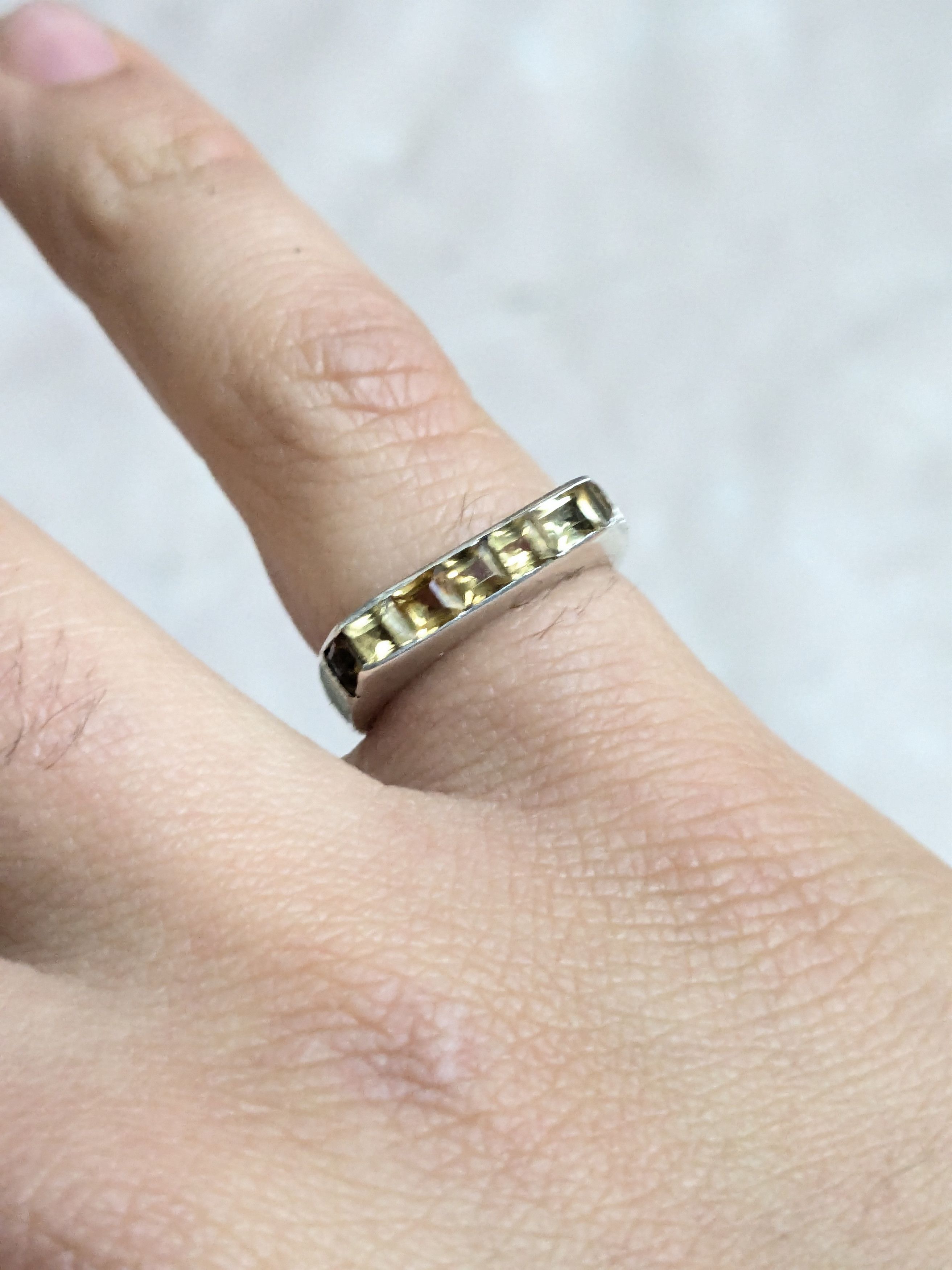 Sterling Silver Vintage Sterling Silver Ring Yellow Citrine 6.5 Channel Size ONE SIZE - 9 Thumbnail