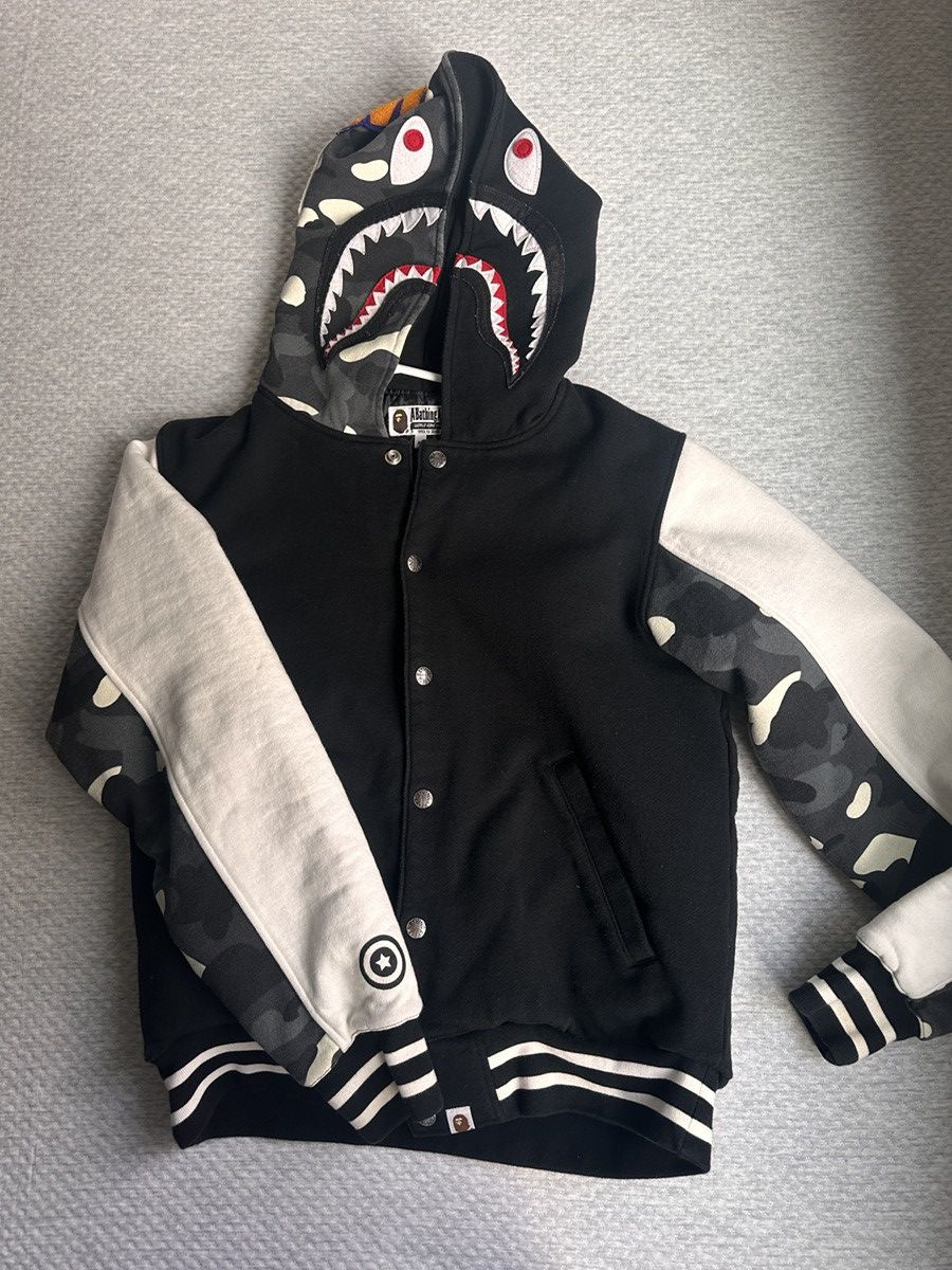Bape BAPE City Camo Shark Varsity Jacket Glow in the Dark Size US M / EU 48-50 / 2 - 1 Thumbnail