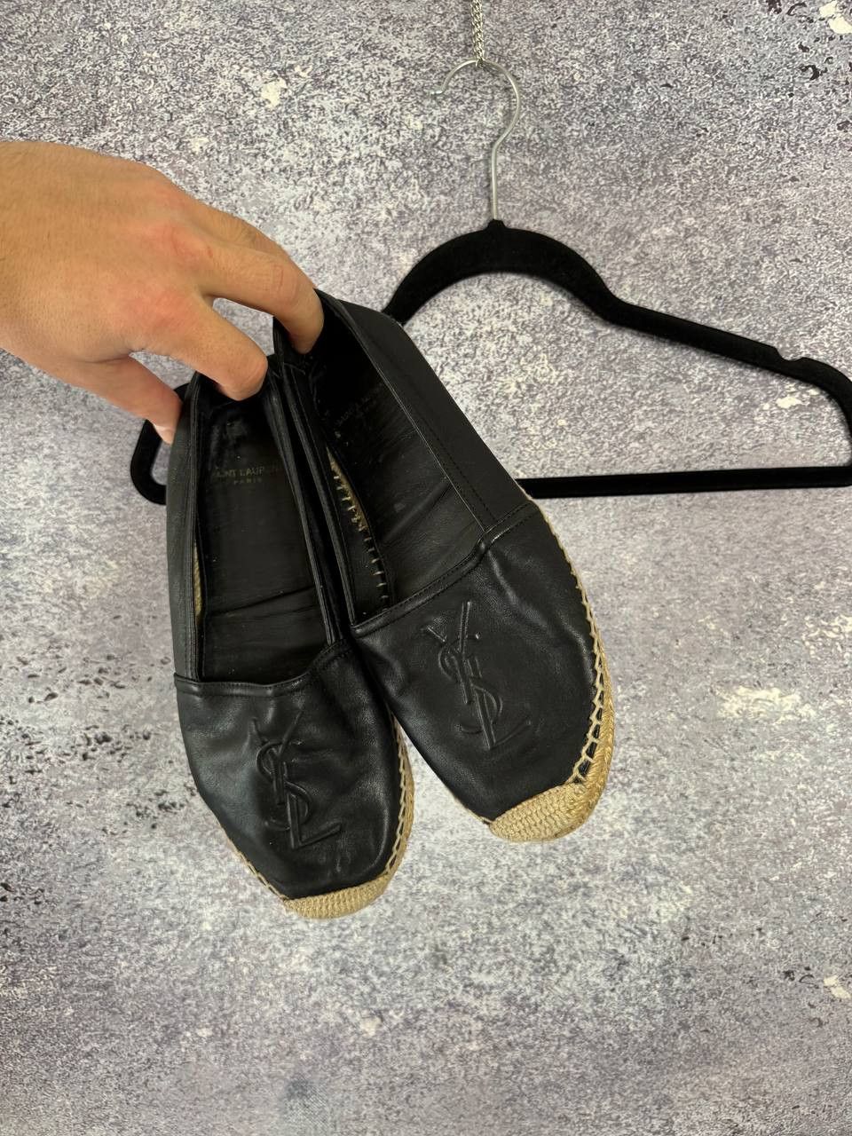 Saint Laurent Paris YSL Black Yves Saint Laurent Monogram Espadrille 37 sz Size US 7 / IT 37 - 3 Thumbnail
