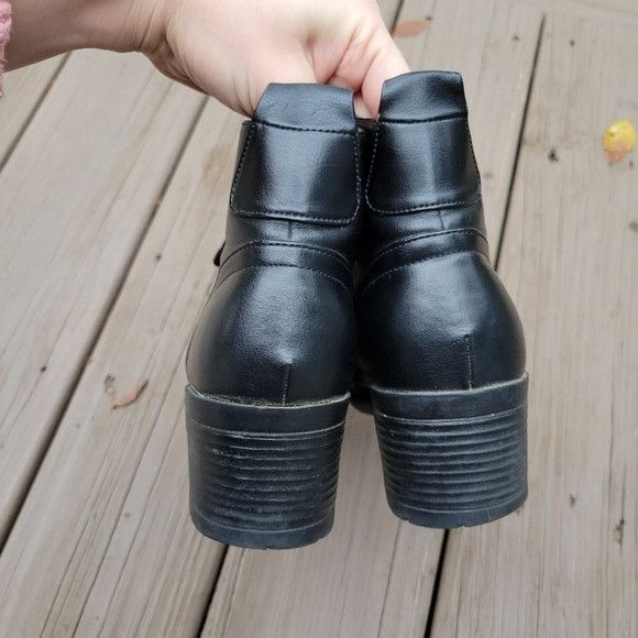 Vintage Vintage 90s y2k Bratz Black Faux Leather Chunky Heel Boots Size US 8 / IT 38 - 5 Thumbnail