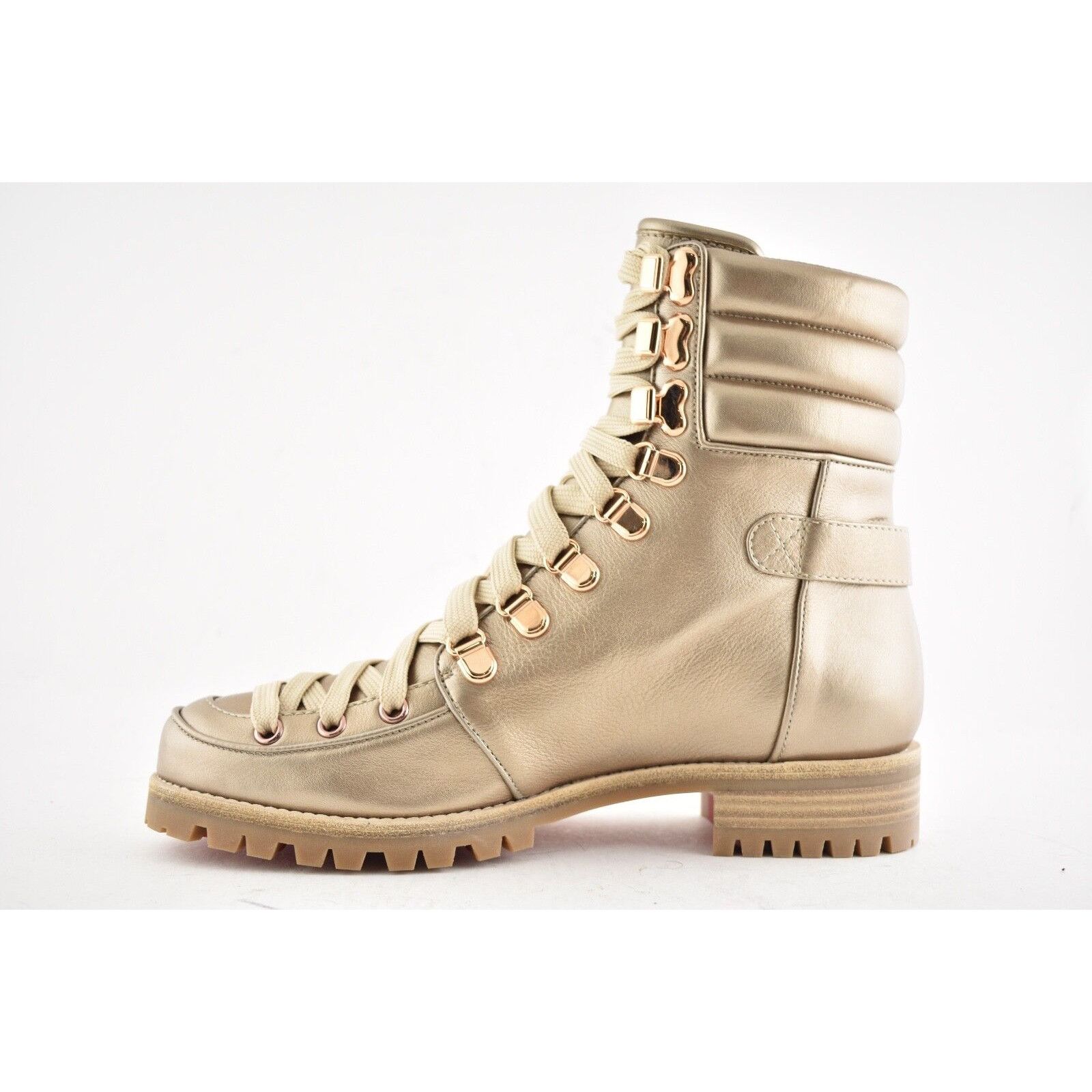 Christian Louboutin Christian Louboutin Who Runs Flat Colombe Gold Combat Size US 5.5 / IT 35.5 - 7 Thumbnail