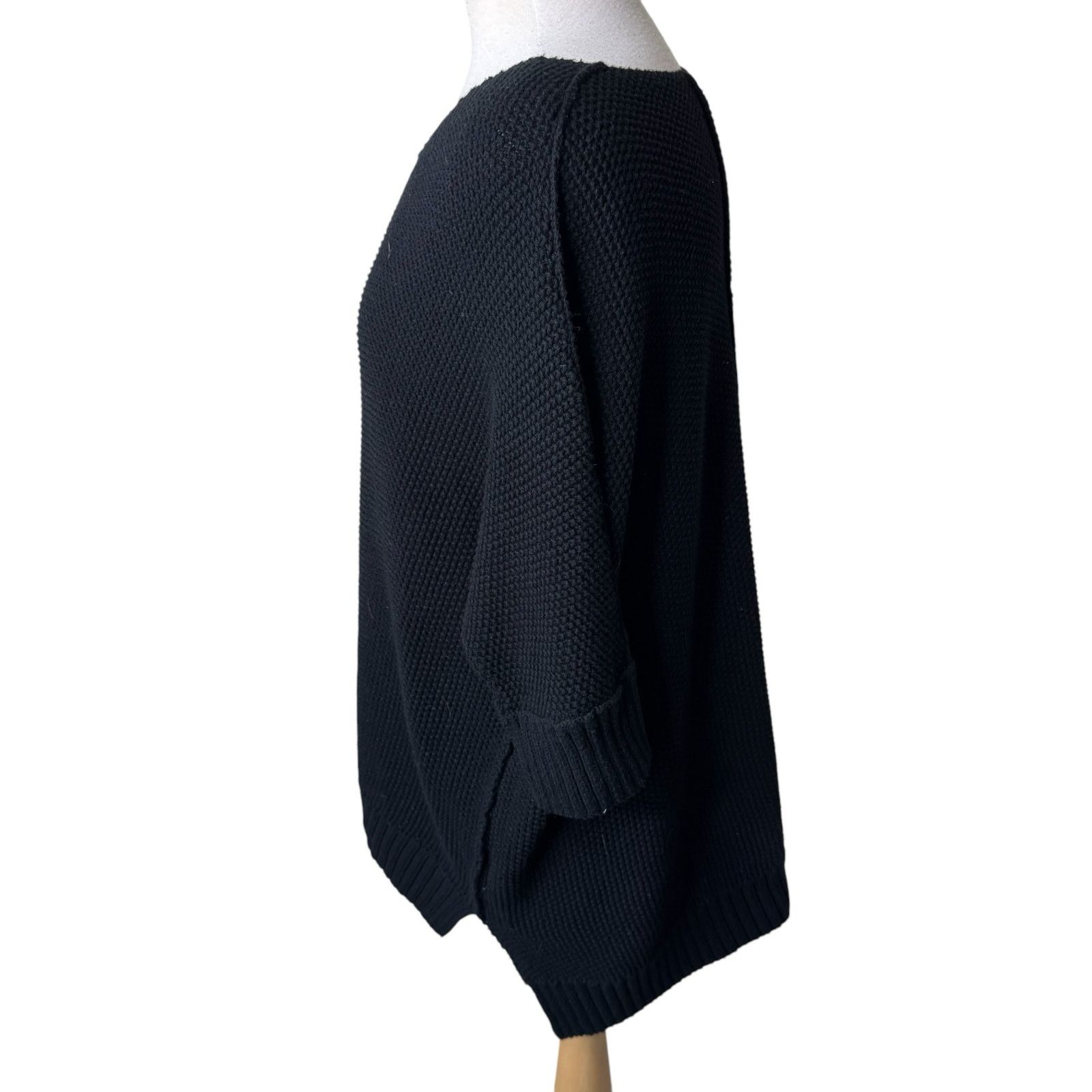 Other PLANET BY LAUREN G V Neck Chunky Knit Sweater Black Size ONE SIZE - 4 Thumbnail