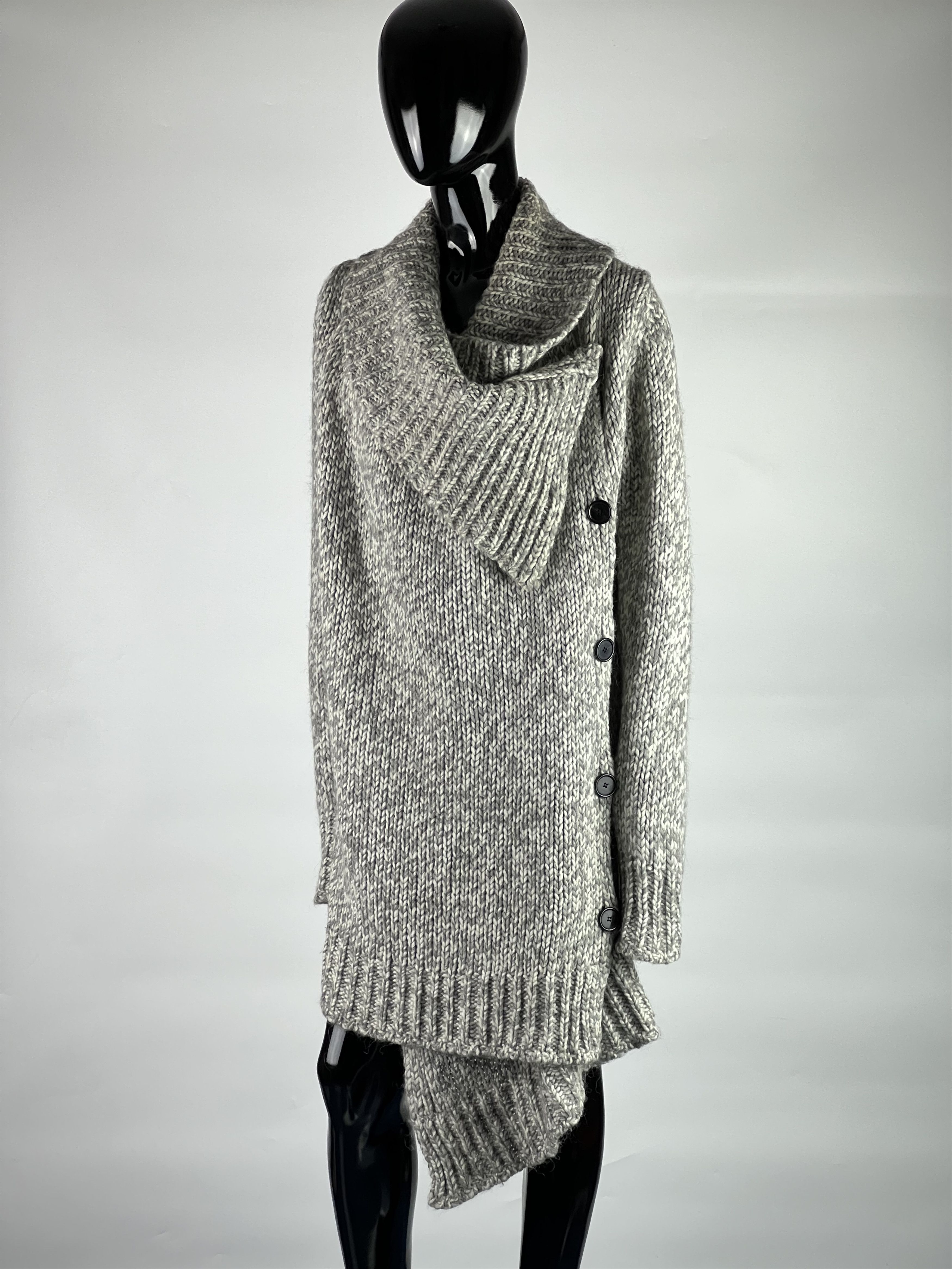 トップス ANN DEMEULEMEESTER Asymmetrical Cardigan Ann Demeulemeester Asymmetric Knitted Cardigan (Egil Black