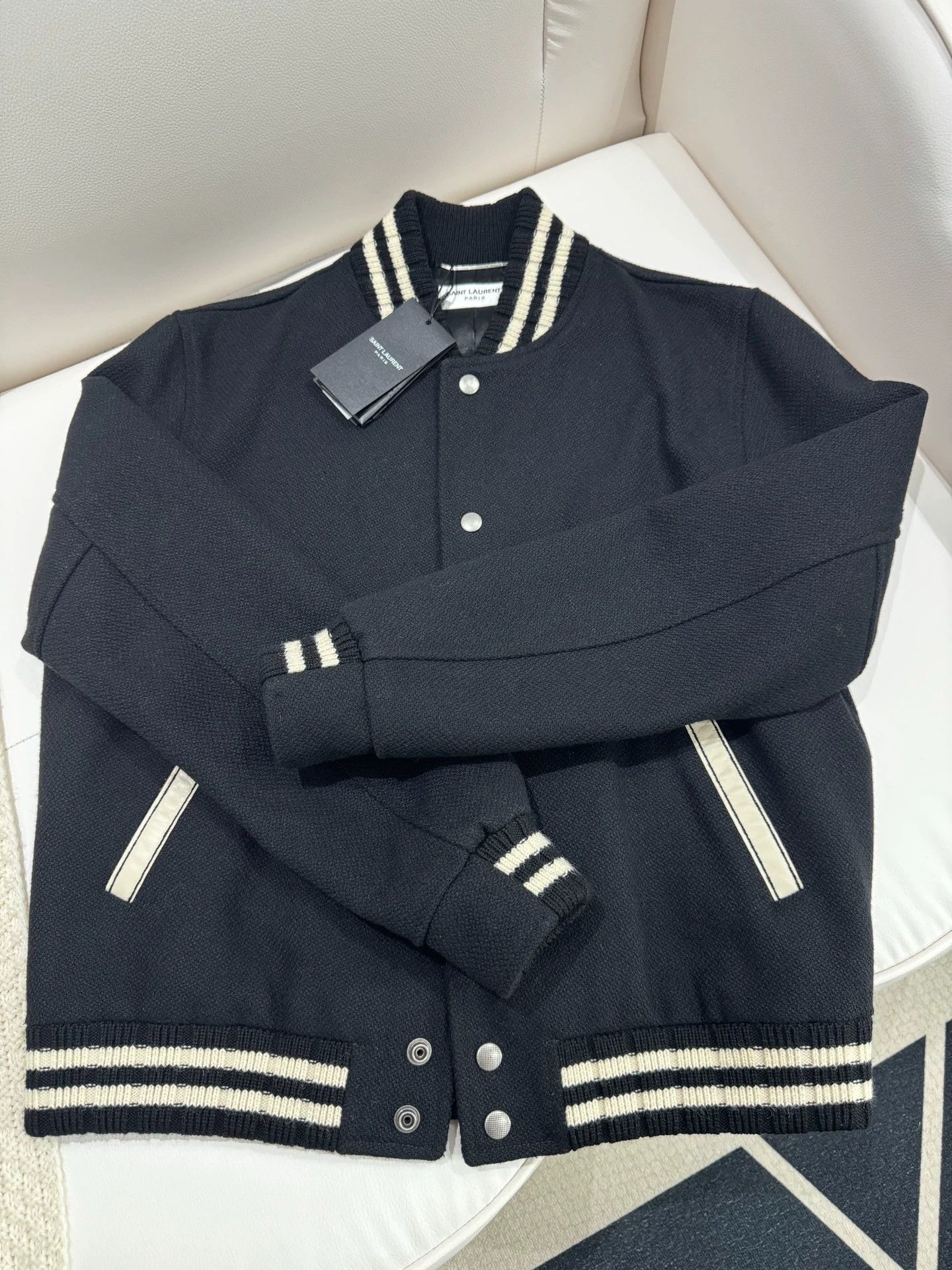 Saint Laurent Paris Saint Laurent Paris Signature wool baseball jacket Size US M / EU 48-50 / 2 - 1 Thumbnail