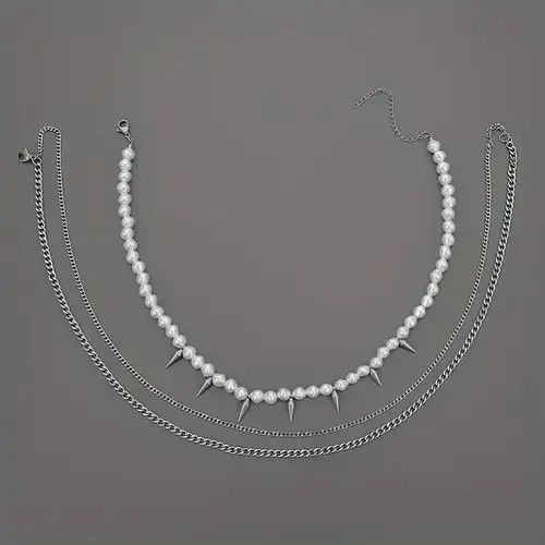 Vintage Three Layer Bullet Pearl Men's Necklace Size ONE SIZE - 3 Thumbnail