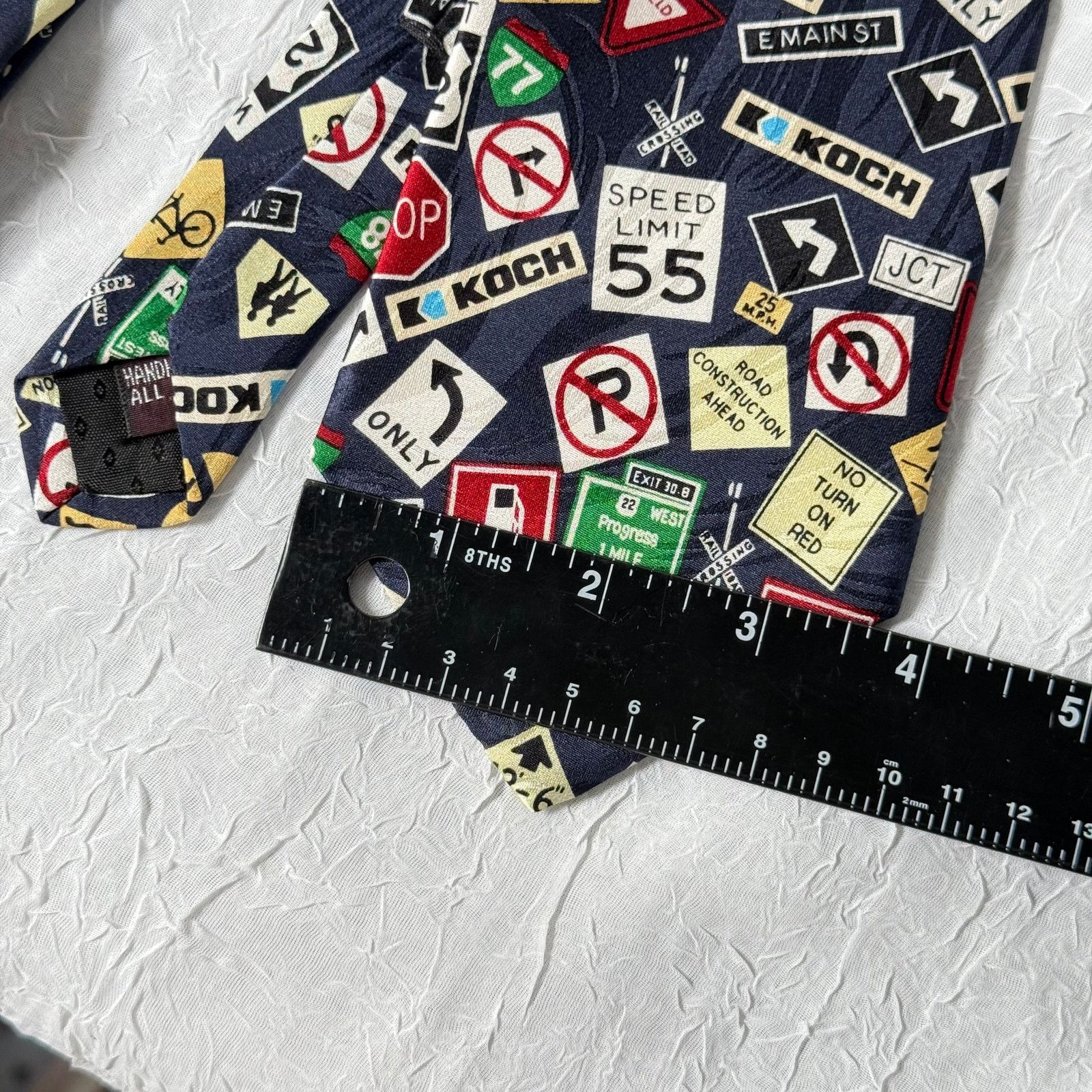 Vintage Vintage Giorgio Silk Tie Road Signs Traffic Street Sign 90s Size ONE SIZE - 6 Thumbnail