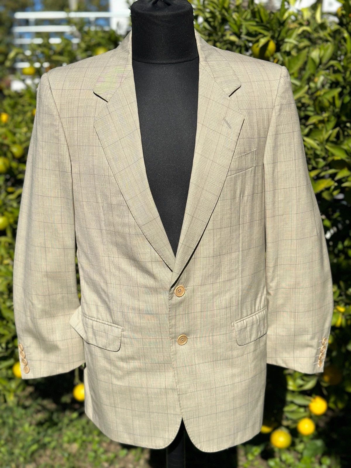 Gucci Gucci Vintage Blazer IT 46 Beige Glen Check 2-Button Size 46R - 5 Thumbnail