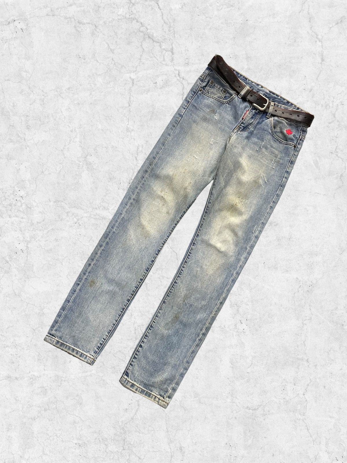 Dsquared2 × Vintage Designer Dsquared2 Canada Small Logo Denim Wih Leather Belt Size US 31 - 4 Thumbnail