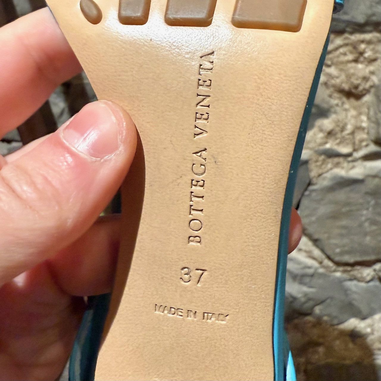 Bottega Veneta Bottega Veneta Sky Blue Leather Stretch Square Toe Sandals Size US 7 / IT 37 - 8 Thumbnail