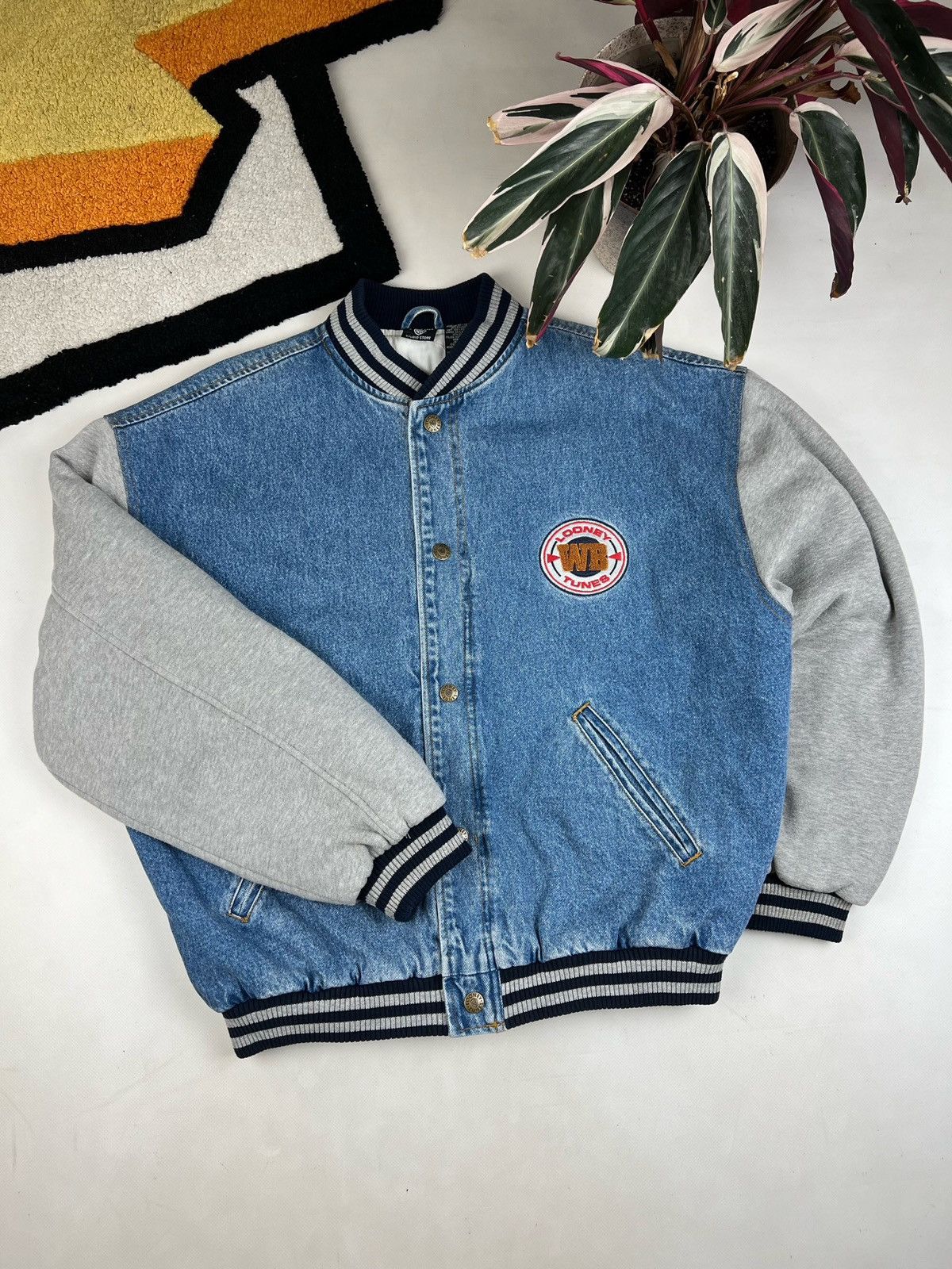 Disney × Vintage Rare! Xxxtentation style looney tunes Denim Varsity Jacket Size US L / EU 52-54 / 3 - 5 Thumbnail