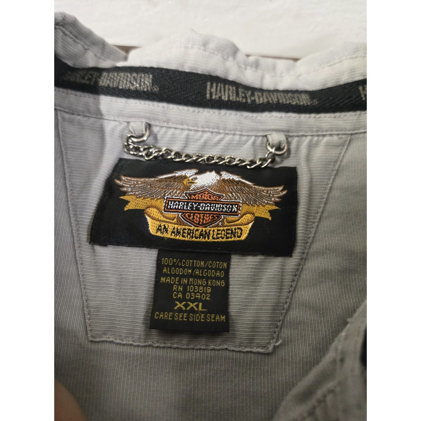 Harley Davidson Harley-Davidson Shirt 2XL Mens Gray Button Up Long Sleeve Logo Pocket Casual Size US XXL / EU 58 / 5 - 6 Thumbnail