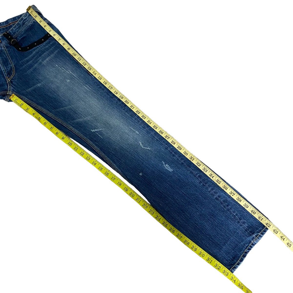 Nicole Club Nicole Club For Men Leather Lace Denim Flare Jeans Size US 31 - 17 Thumbnail