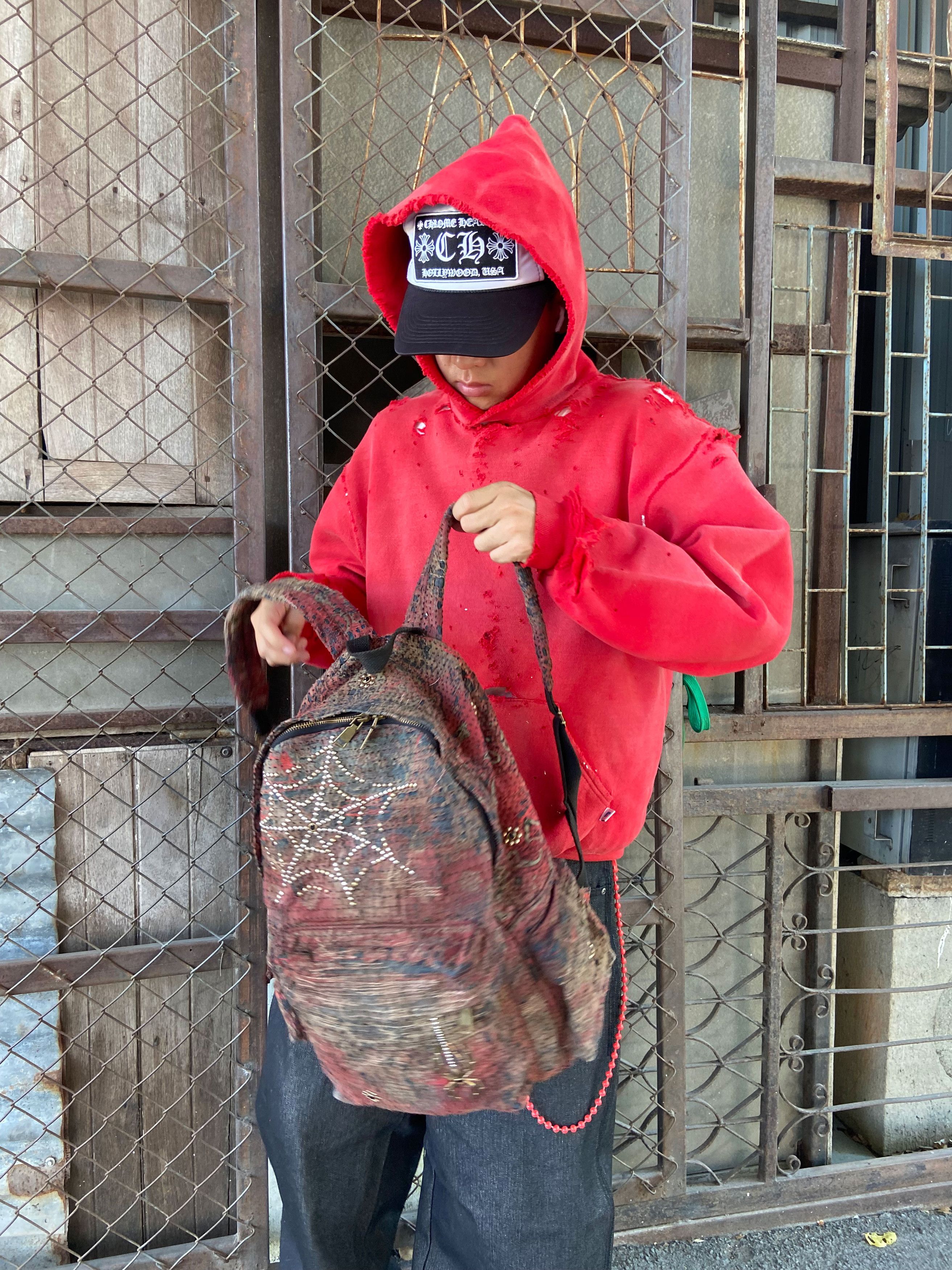 Japanese Brand SOLD * BORO SASHIKO Studded Spider Web Backpack 🕷️🕸️ Size ONE SIZE - 12 Thumbnail