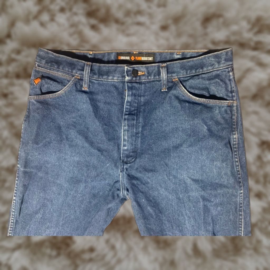 Wrangler 13 Original Flame Resistant Jeans Mens 36x34 Blue Dark Wash FR FR13MWZ Jeans Bootcut Cowboy Western Denim FR13MWZ Mens 36x34 Blue Dark Wash