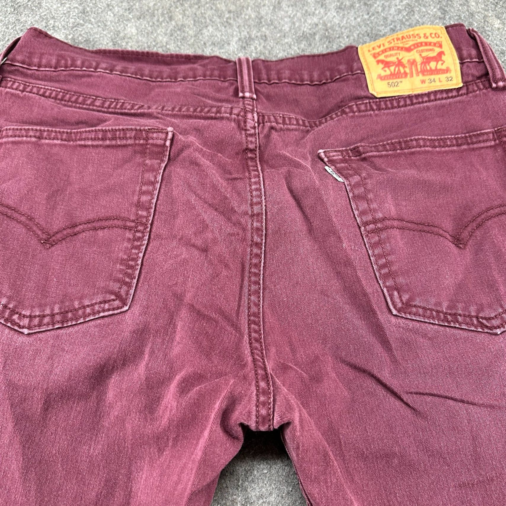 Levi's Levi's 502 Jeans Mens 34x32 Red Dark Wash Cotton Stretch Tapered Athletic Denim 5-Pocket Zipper Button Logo Patch Vintage No Size US 34 / EU 50 - 7 Thumbnail