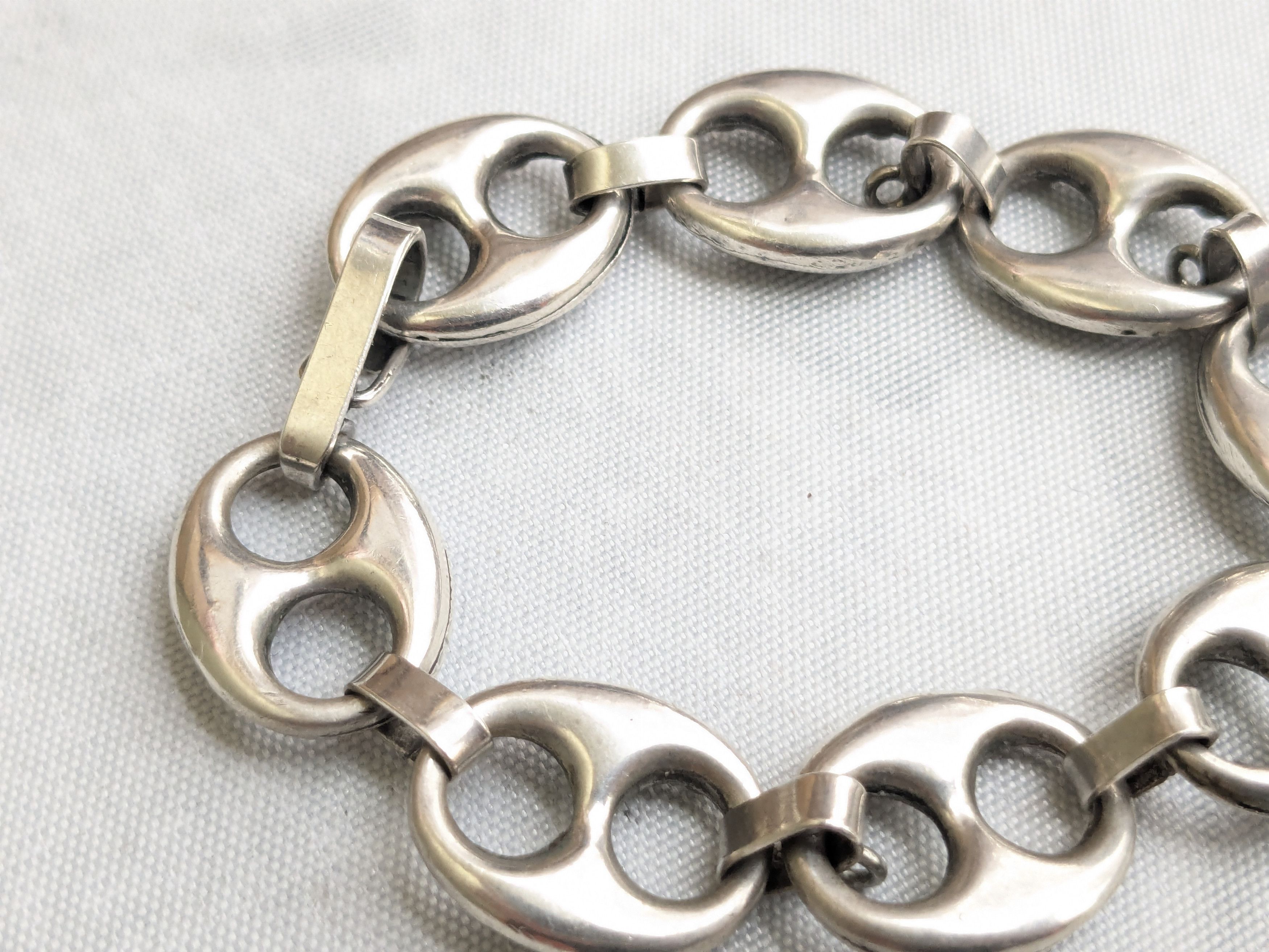 Jewelry .800 Silver Bracelet Anchor Mariner Puffy Hollow 7.25" Size ONE SIZE - 8 Thumbnail