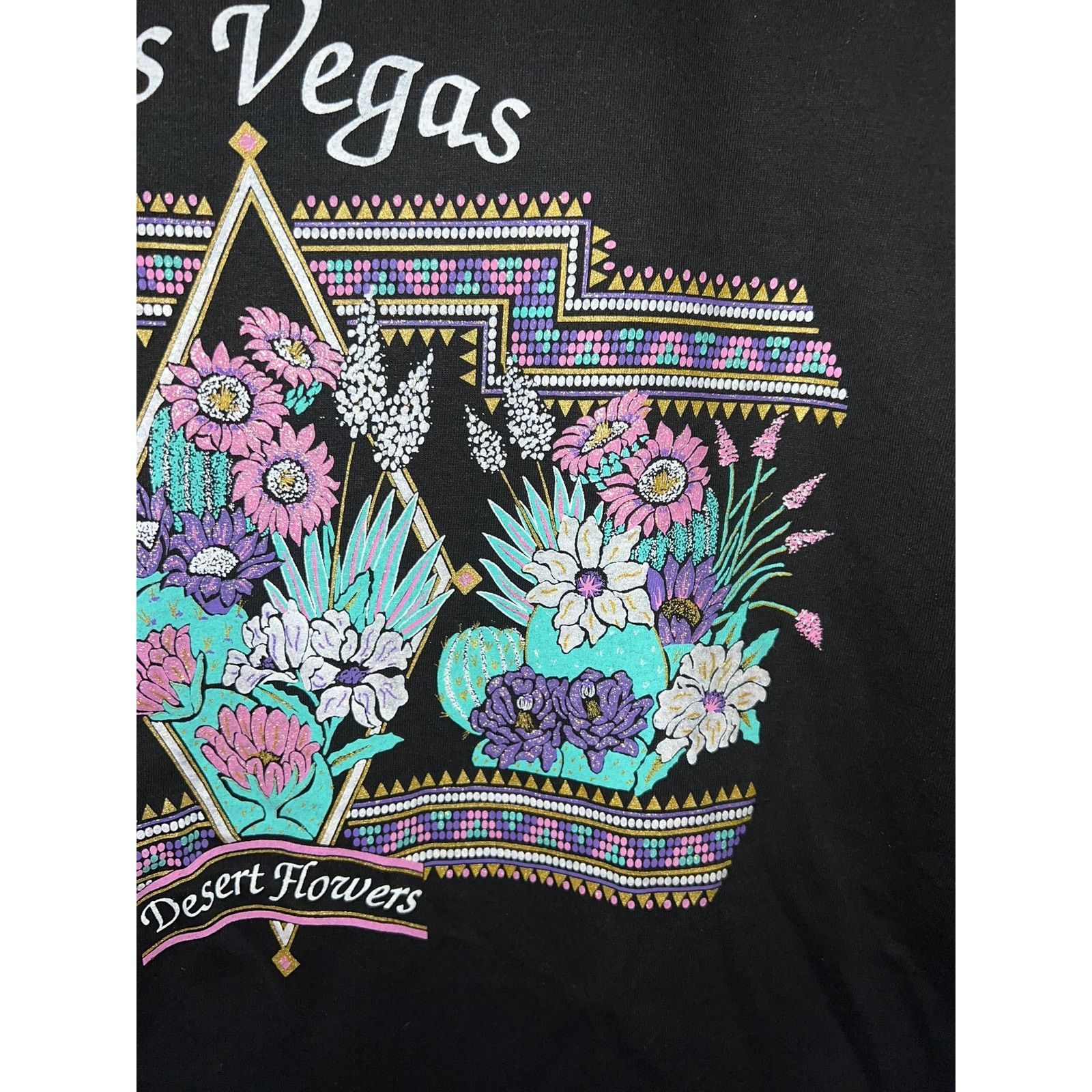 Jerzees Vintage Las Vegas Casino Western Flower Graphic Black Shirt Size US L / EU 52-54 / 3 - 4 Thumbnail
