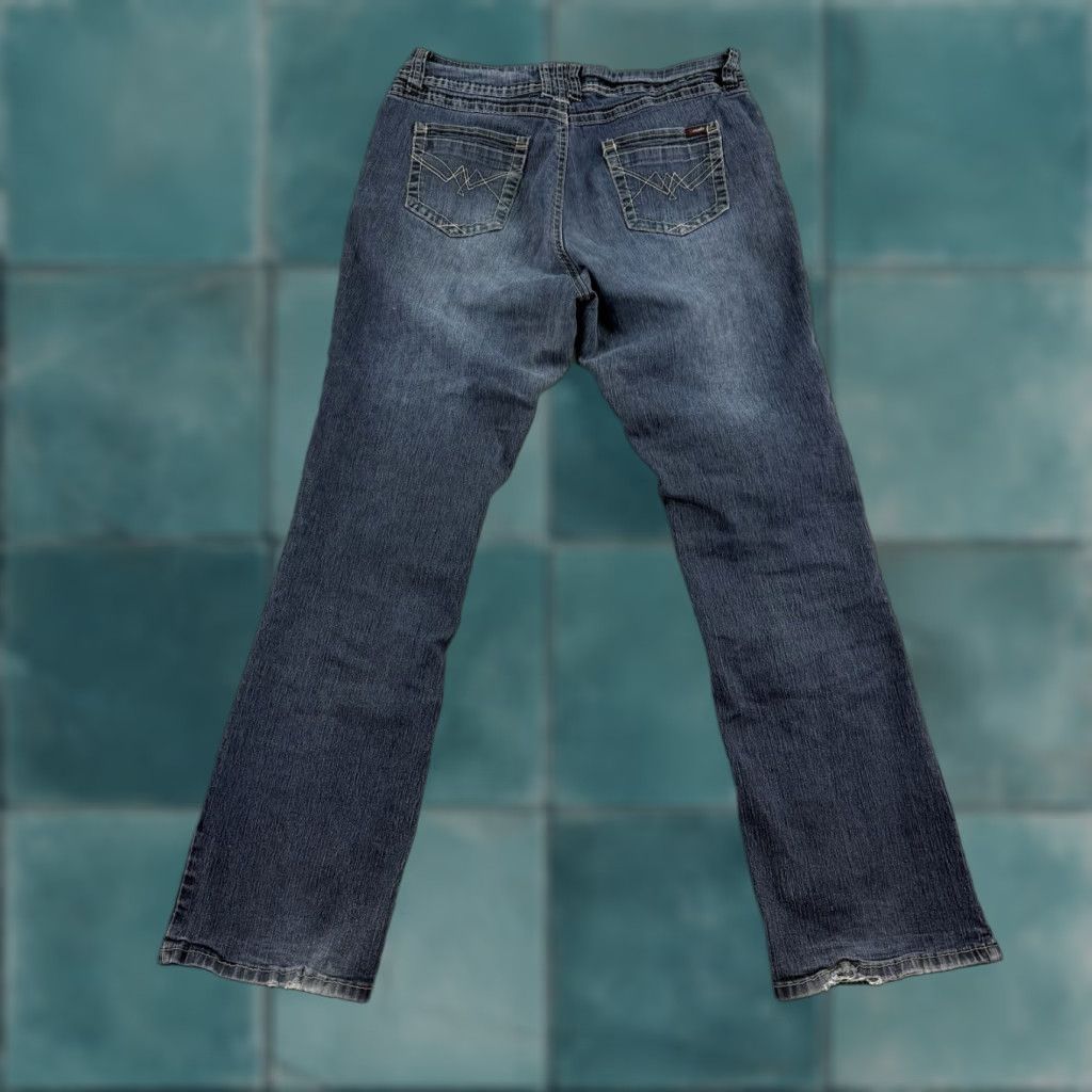 Vintage Angels Jeans Women Size 12 Blue Bootcut Denim Pants Stretch Boot Flared Y2k 00s Jeans Womens Boys Girls Mens Size 24" / US 00 / IT 34 - 1 Thumbnail