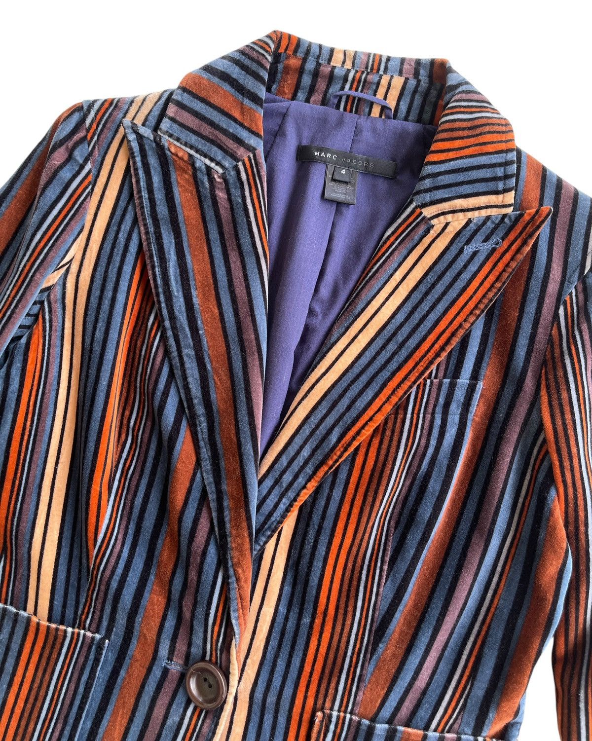 Marc Jacobs Marc Jacobs Rainbow Stripe Velvet Coat Size S / US 4 / IT 40 - 8 Thumbnail