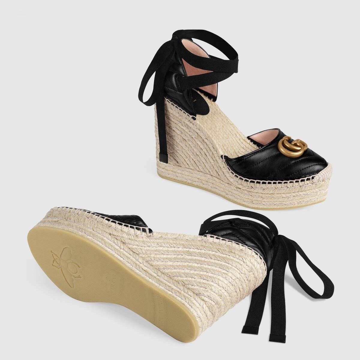Gucci o1s1wg110525 Leather Platform Espadrille in Black Size US 5 / IT 35 - 6 Thumbnail