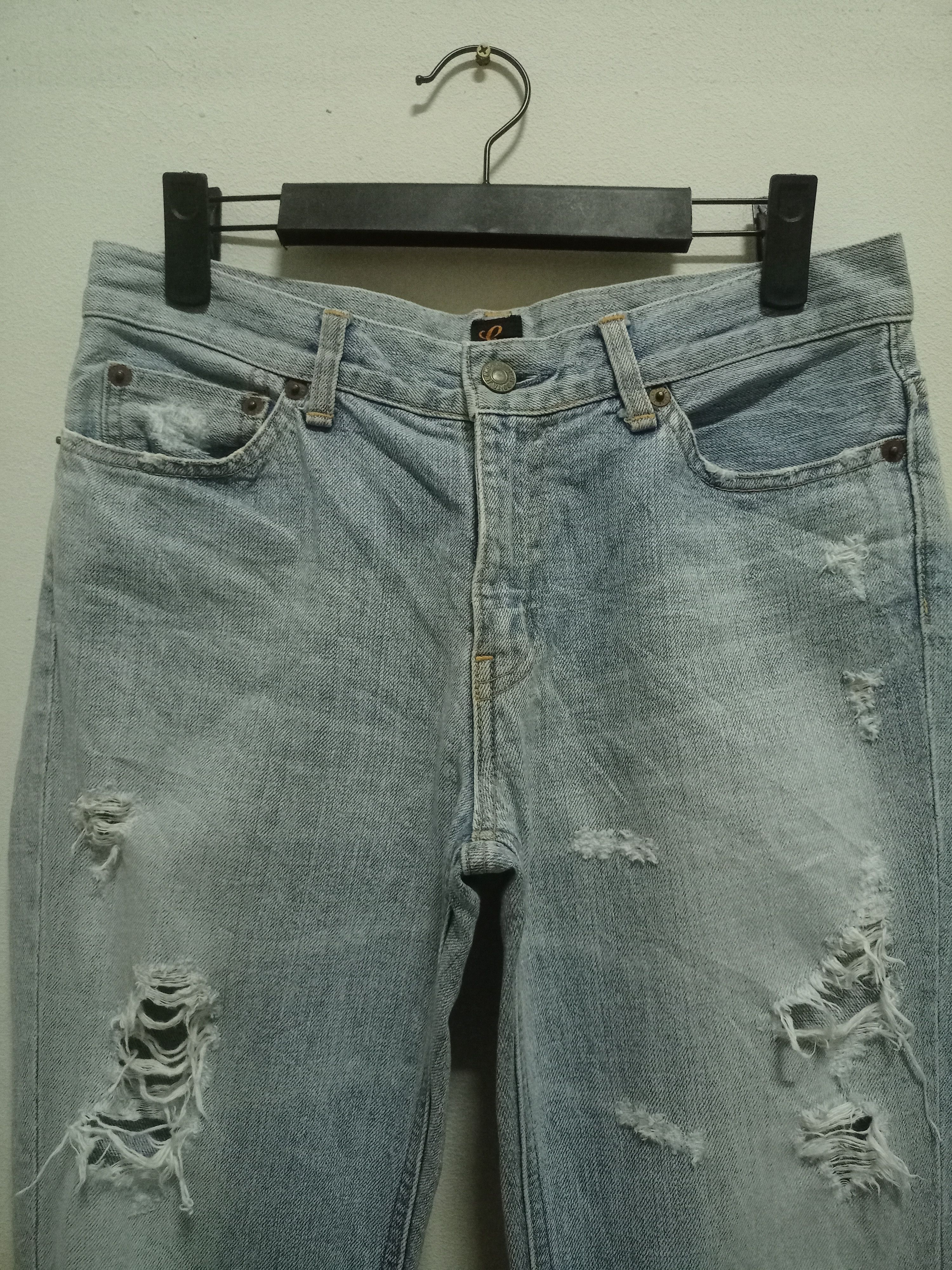 Japanese Brand Vintage BLUE WAY ET BOITE Blue Wash Distressed Jeans 29x31 Size US 29 - 4 Thumbnail