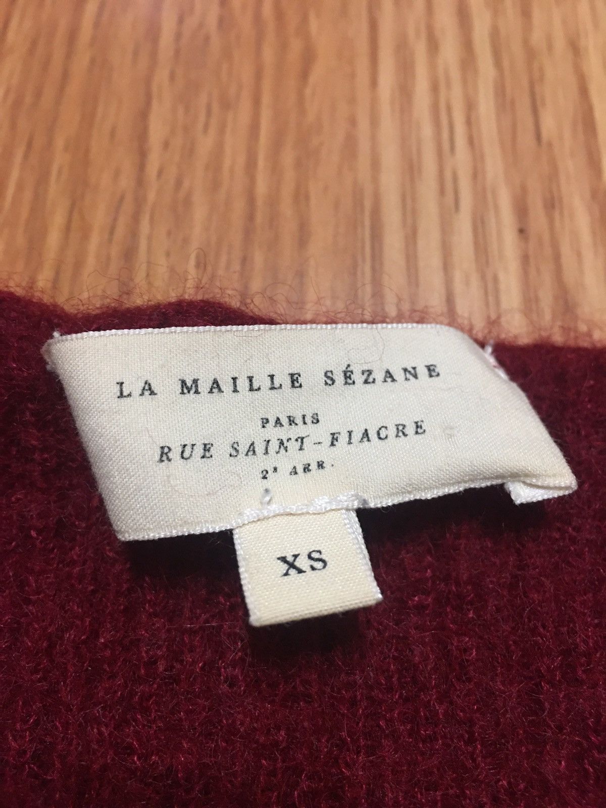 Sezane SÉZANE Mohair Alpaca Blend Cardigan Sweater Burgundy XS Size XS / US 0-2 / IT 36-38 - 7 Thumbnail