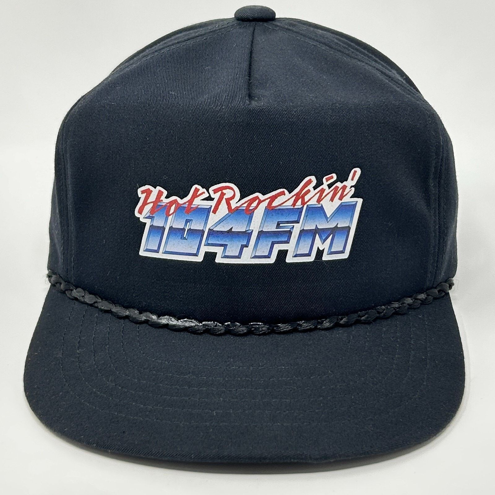 Vintage Vintage 80s Hot Rockin 104 FM Hat Baseball Cap KJJO Black Size ONE SIZE - 1 Thumbnail