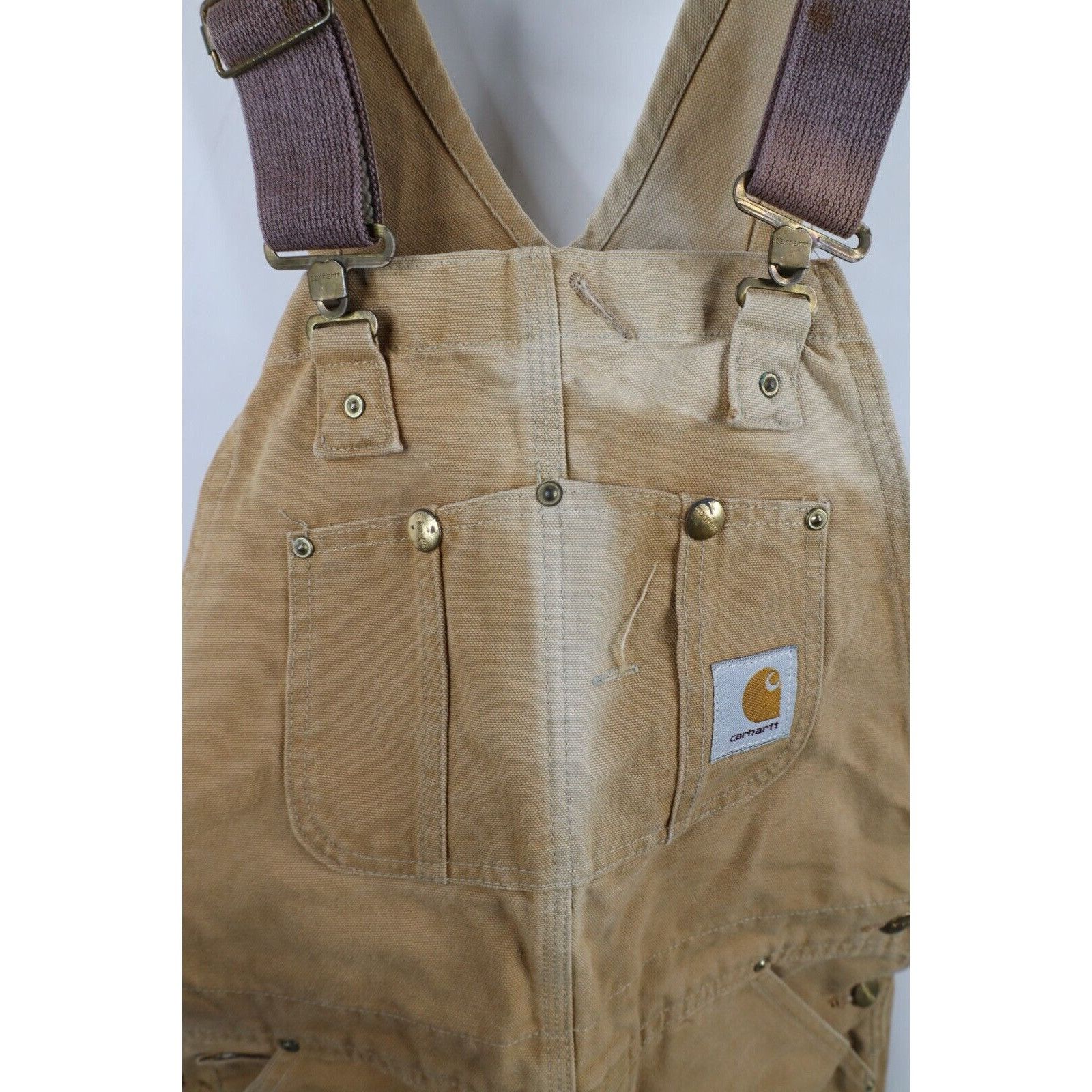 Carhartt × Vintage Vintage 90s Carhartt Distressed Double Knee Canvas Overalls Size US 34 / EU 50 - 7 Thumbnail