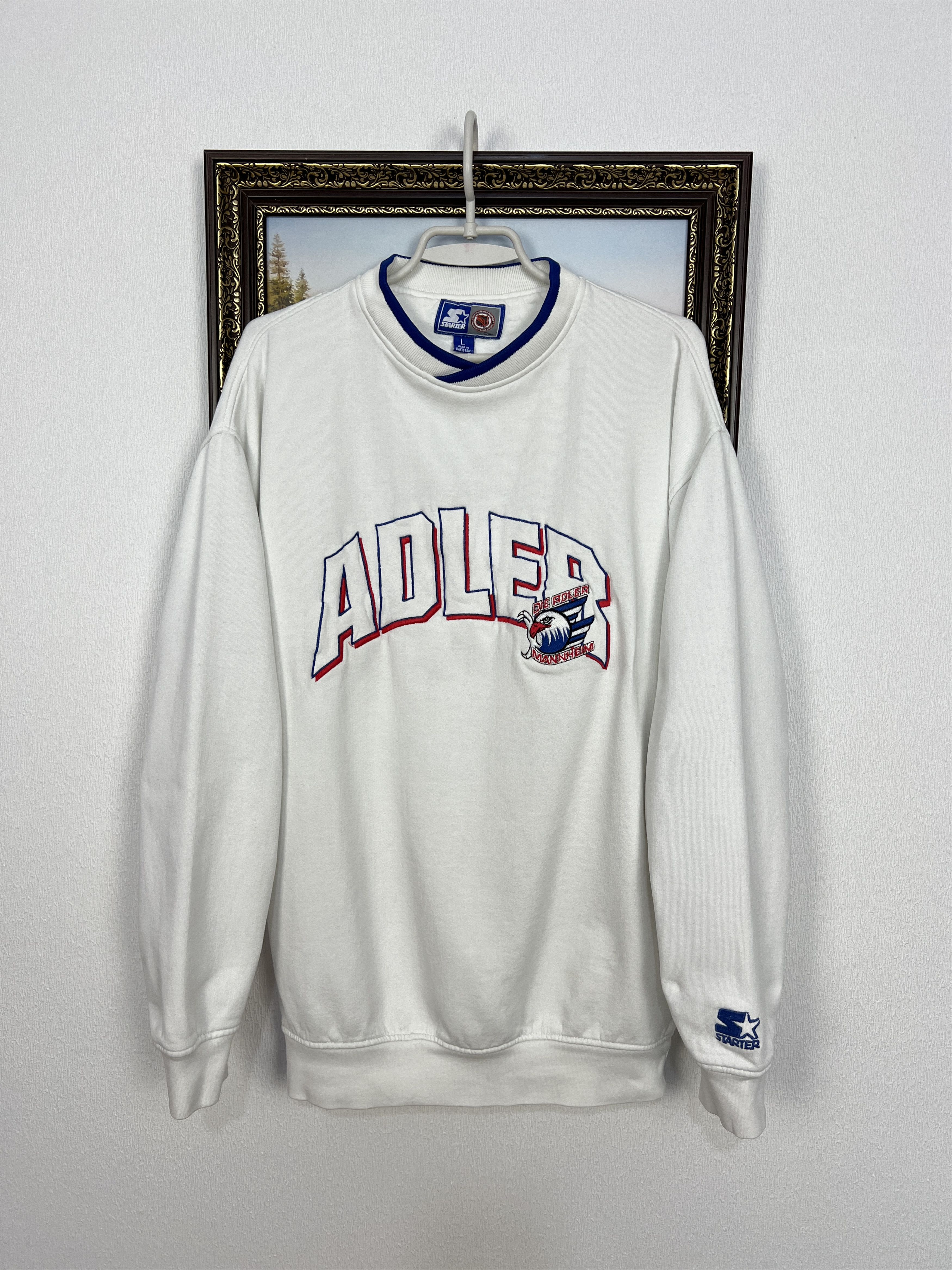 Starter Vintage 90's Starter Die Adler Mannheim NHL Sweatshirt Size US L / EU 52-54 / 3 - 1 Thumbnail