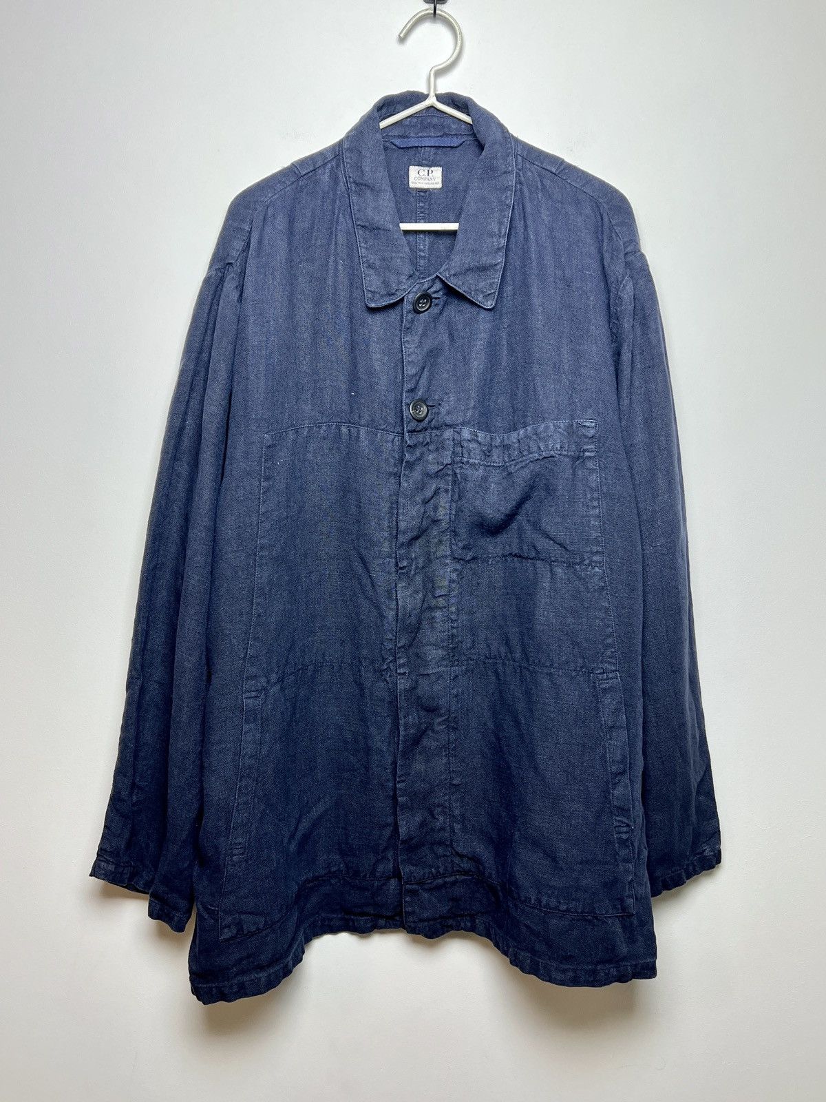 image of C P Company x Massimo Osti C.p. Company Stone Island Archive Linen Work Jacket in Blue (Size XL)