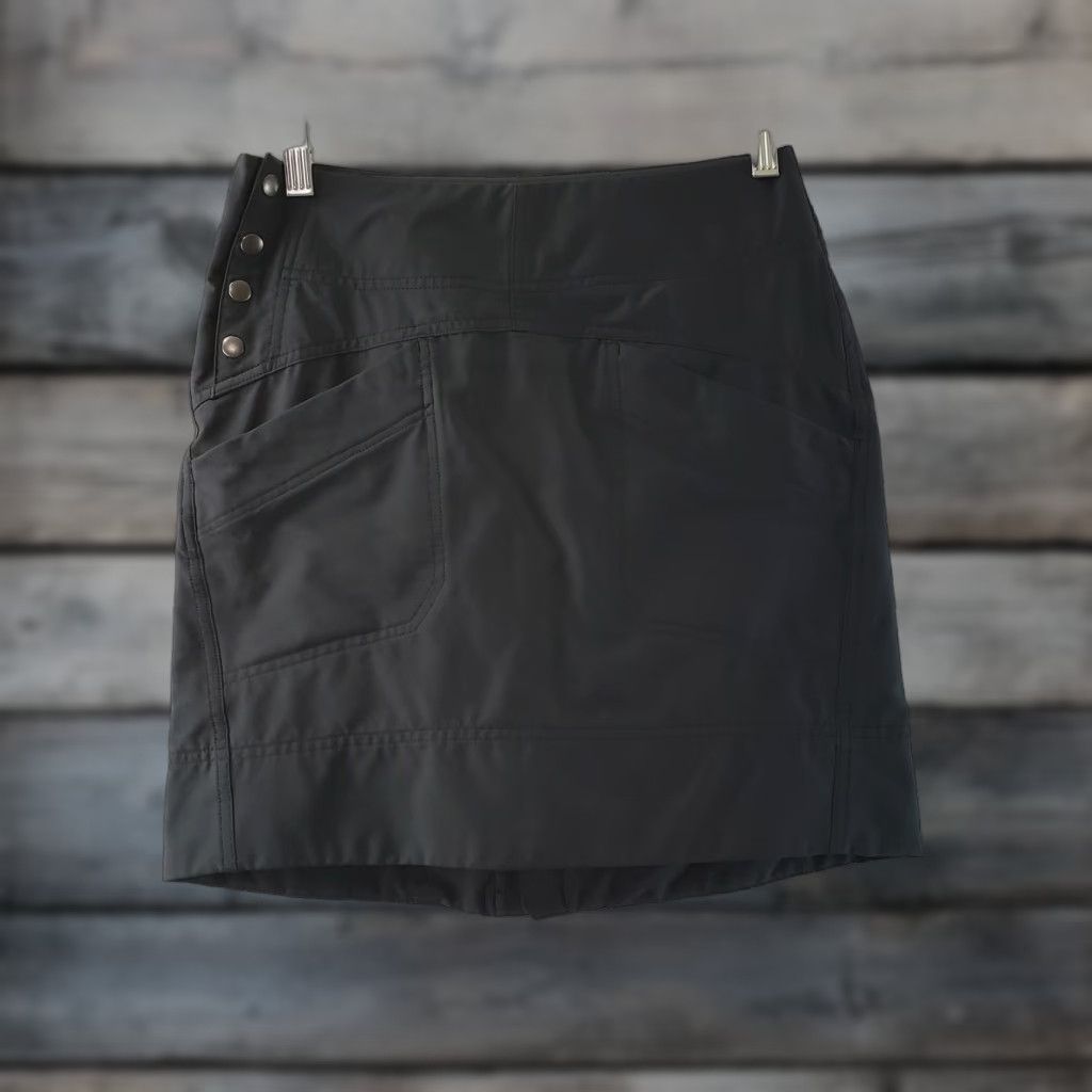 Vintage NAU Skirt Women Sz 2 Black Solid Pockets Snaps A-Line Short Casual Womens Size 26" / US 2 / IT 38 - 1 Thumbnail