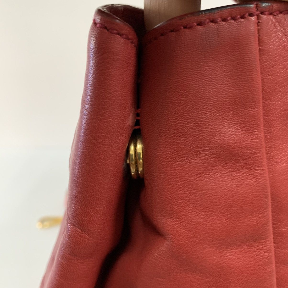 Prada Prada Red Leather Shoulder Bag Size ONE SIZE - 10 Thumbnail