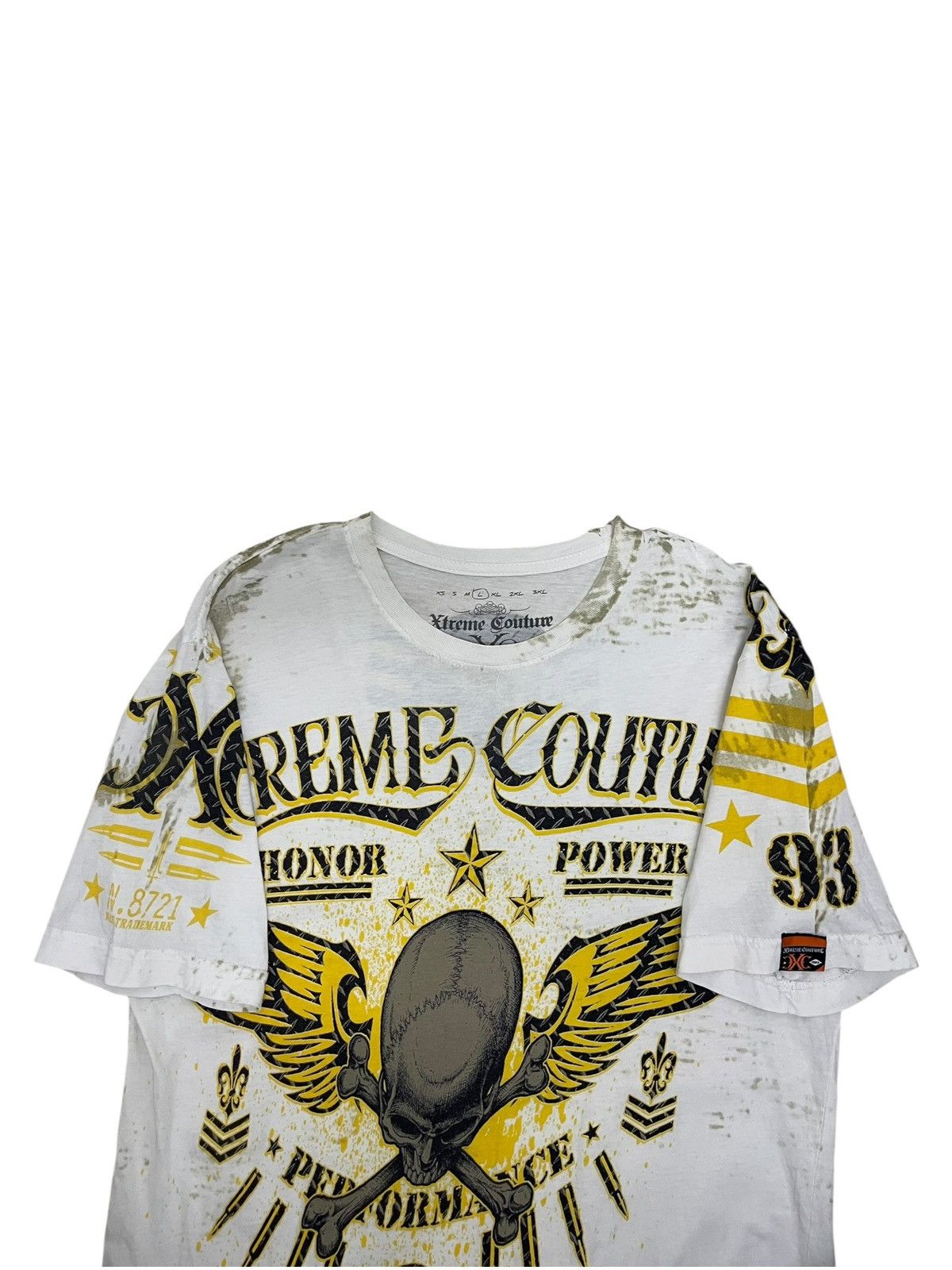 Affliction Y2K Xtreme Couture “Honor & Power” Skull Wings Grunge Tee Size US L / EU 52-54 / 3 - 4 Thumbnail