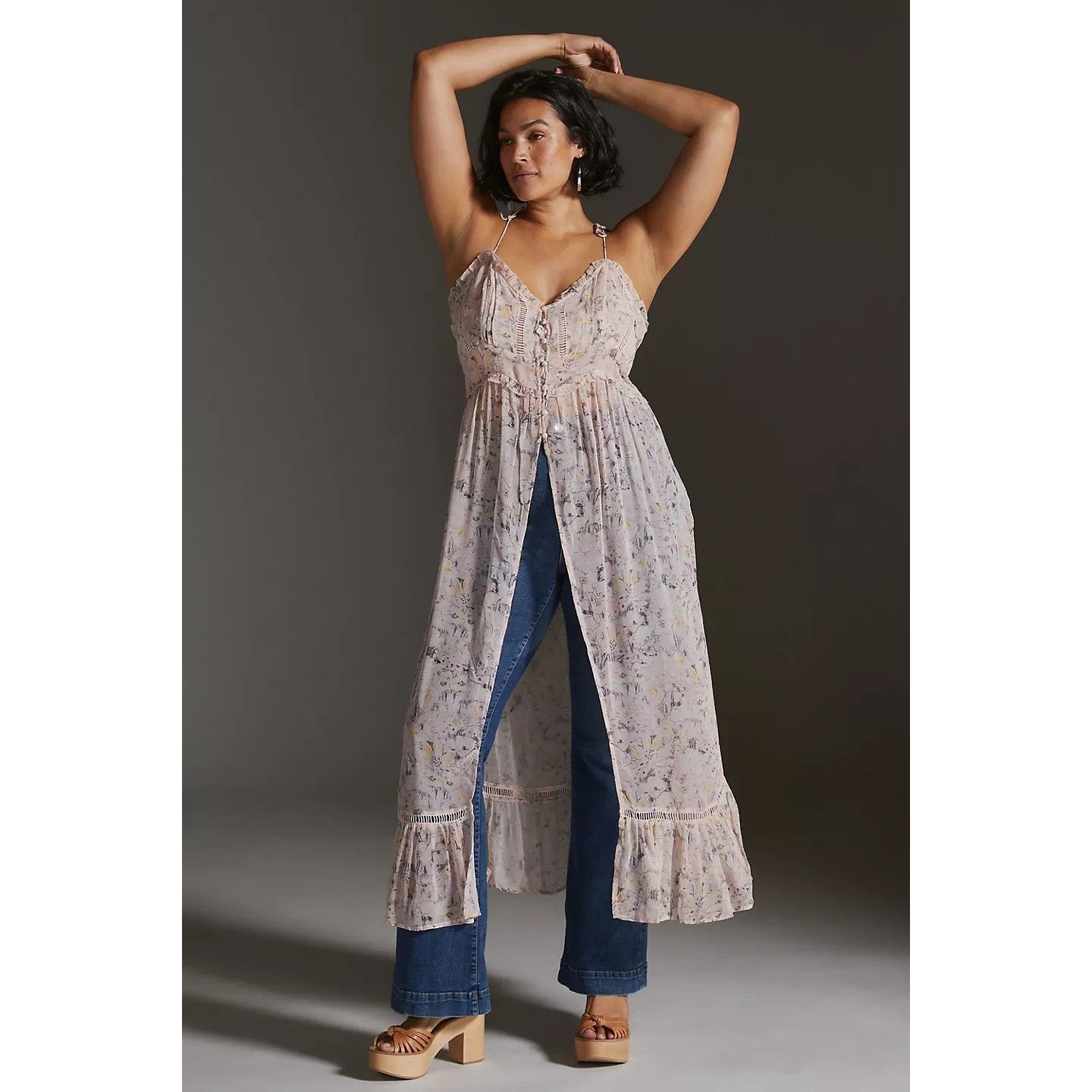 Anthropologie By Anthropologie Sheer Curtain MAXI Top $130 X-SMALL Floral Size XS / US 0-2 / IT 36-38 - 5 Thumbnail