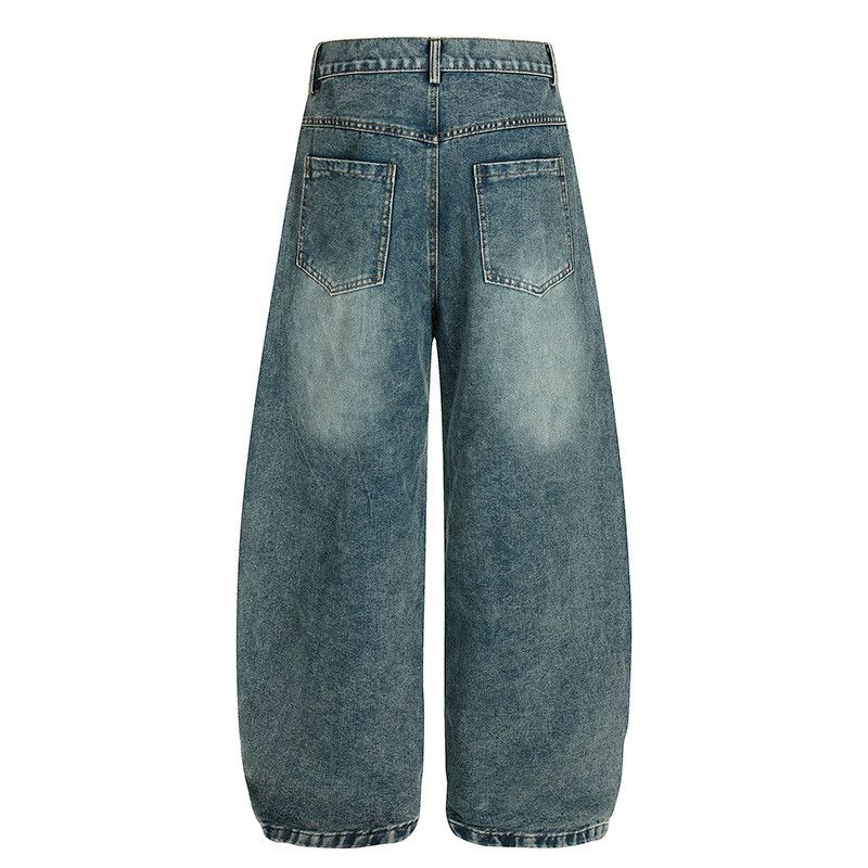 Japanese Brand Men's loose straight cartoon embroidered curved blade jeans Size US 32 / EU 48 - 2 Thumbnail