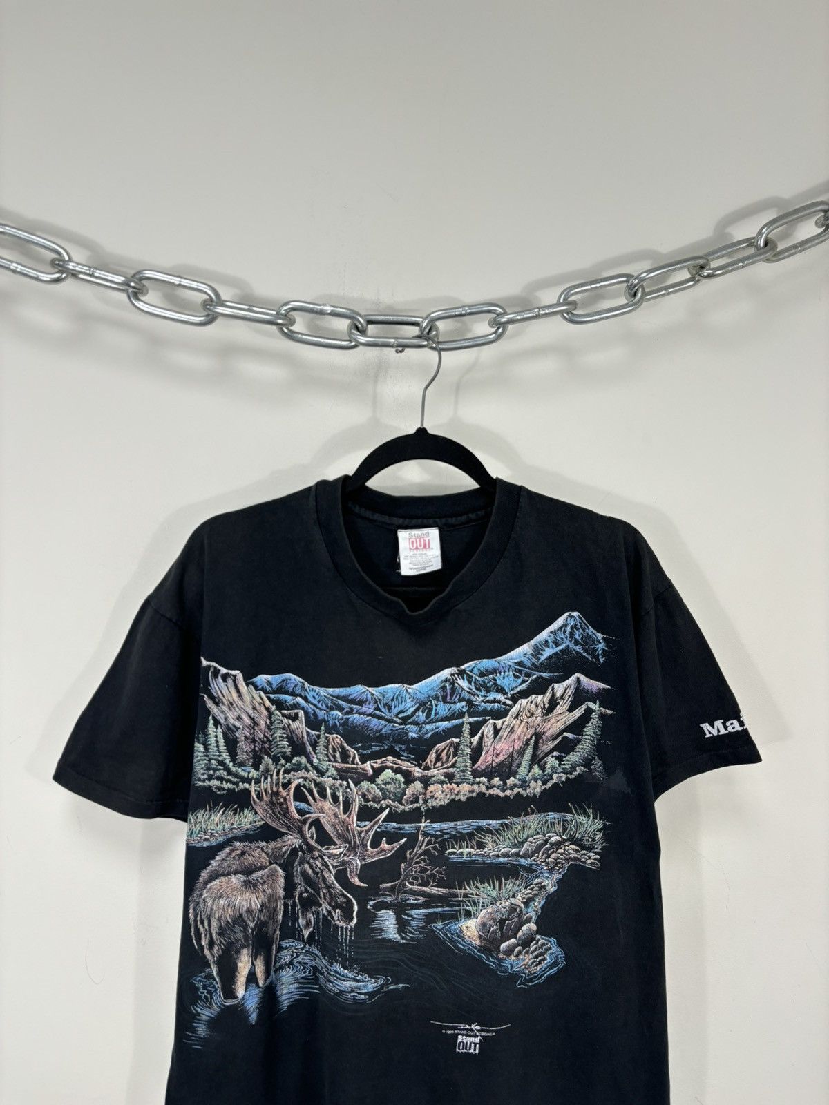 Cartoon Network Vintage Stand Out 1995 Moose In Nature USA Made Black Tee Size US L / EU 52-54 / 3 - 2 Thumbnail