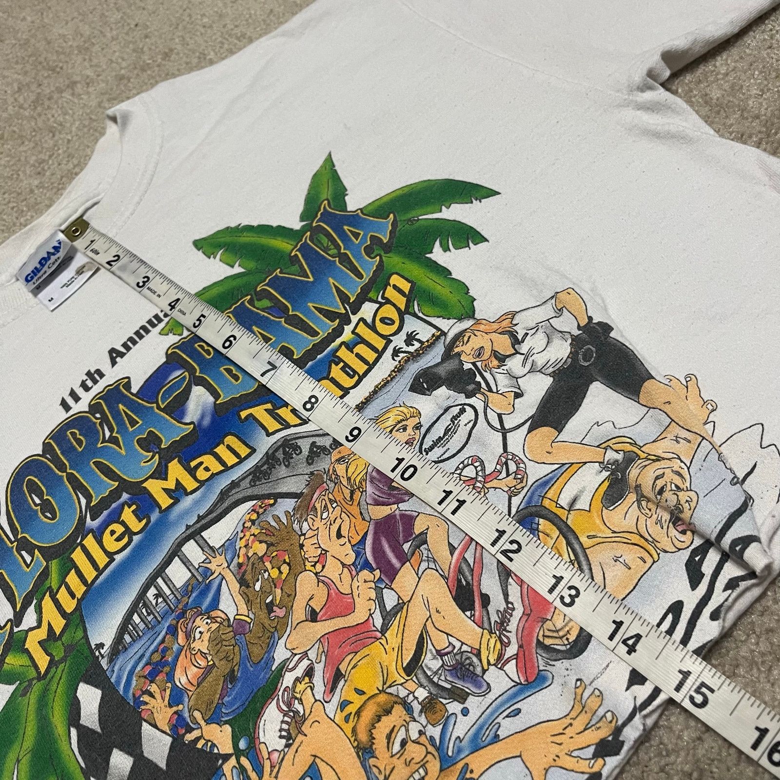 Gildan Flora-Bama Mullet Man Graphic T-Shirt Cropped Funny Cartoon Size US M / EU 48-50 / 2 - 5 Thumbnail